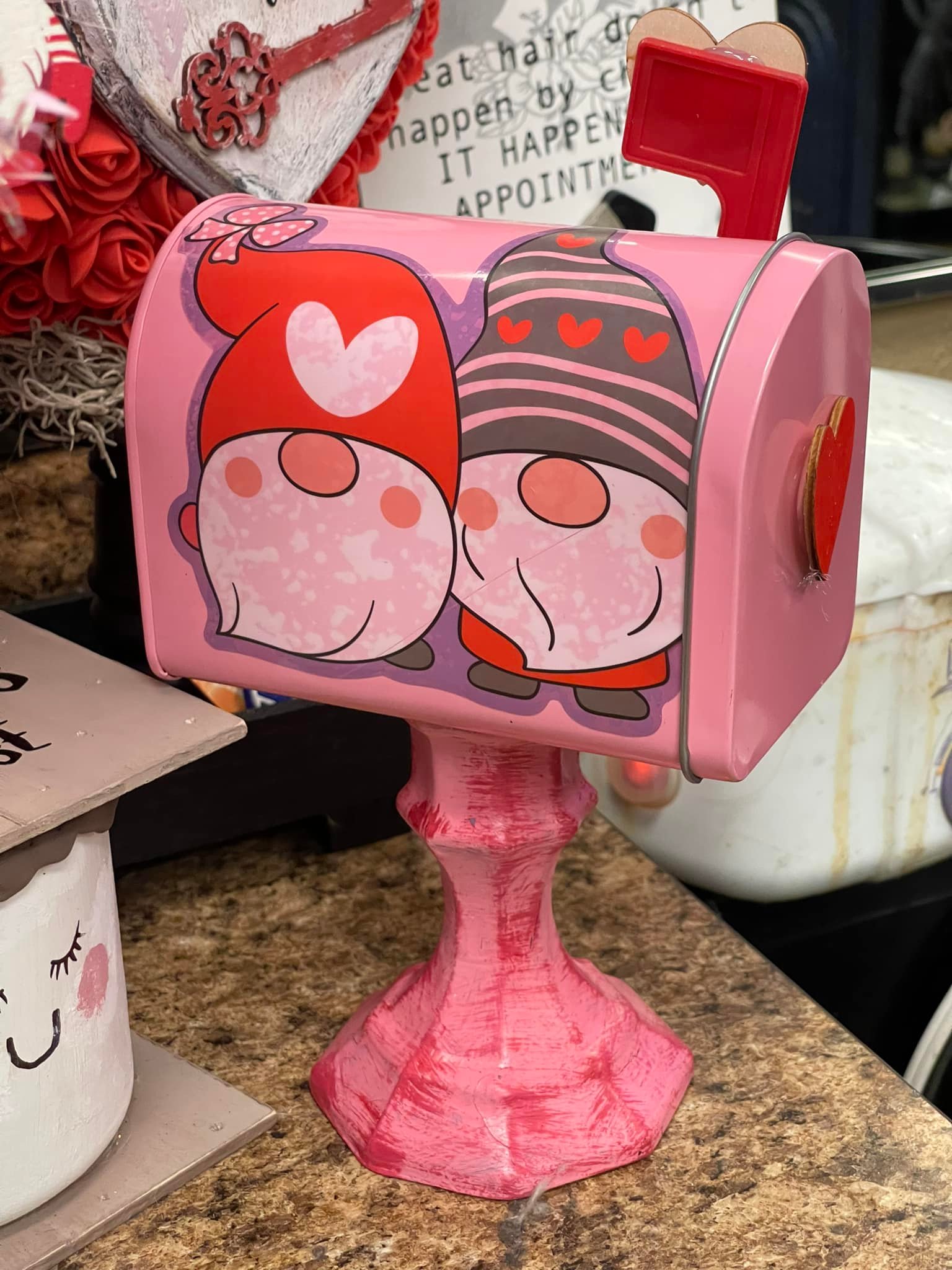 Valentine's Day Mailbox Cover – Pink Truck Heart Design, Magnetic, Standard Size