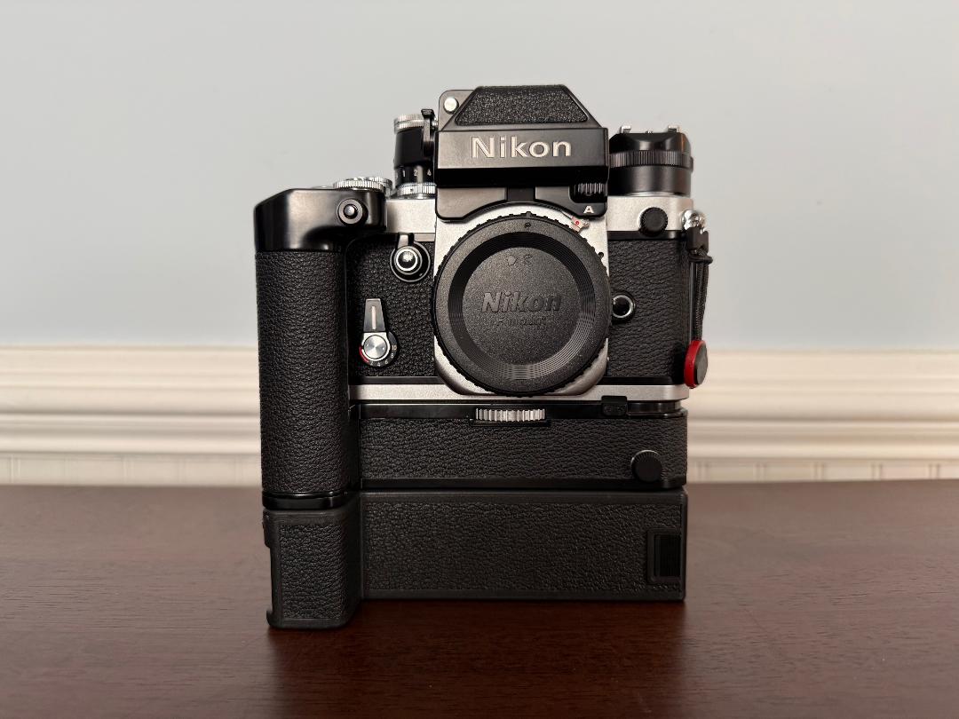 Nikon F2 camera setup with MD-3 motor drive