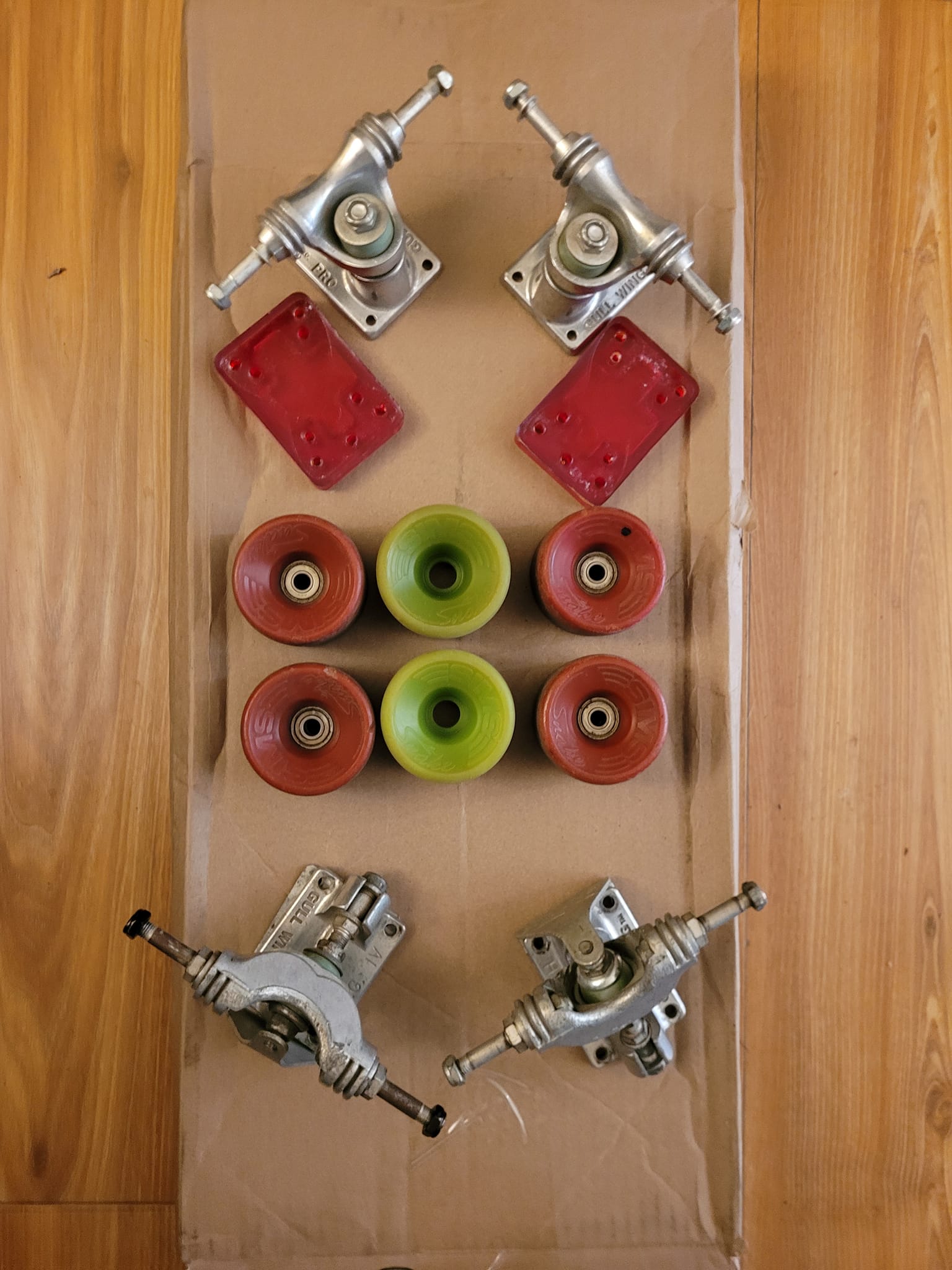 1970's Sims skateboard with tracker trucks on display