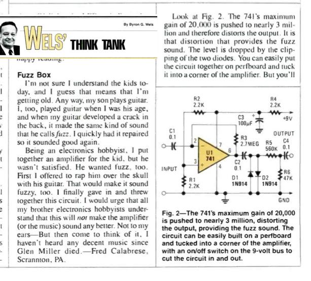 What is the circuit of a Yack YF-1 fuzz box?