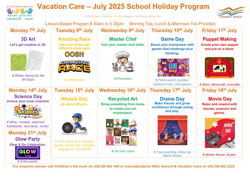 Warrumbungle - COONABARABRAN AFTER SCHOOL AND VACATION CARE: Enrolments ...