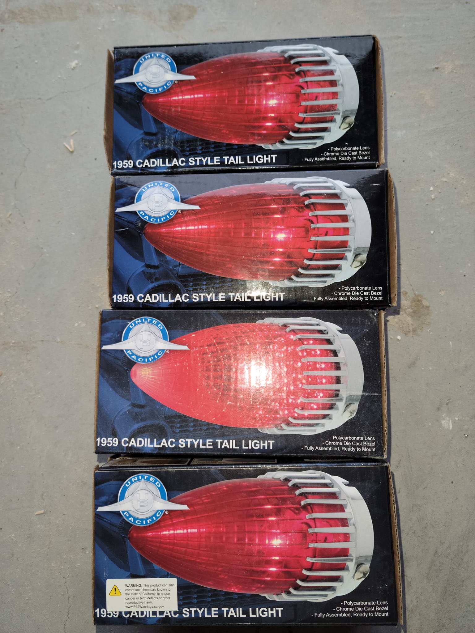 United Pacific Chrome Tail Light Bezels – 1959 Cadillac Style (Pair) CTL5903R