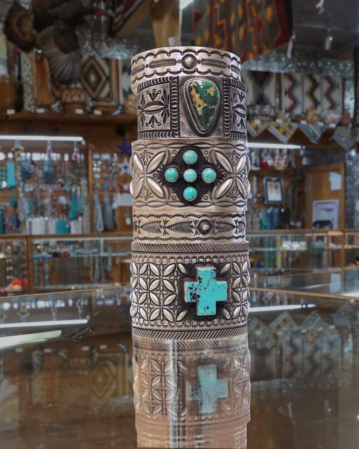 Navajo silversmith Herman Smith showing off his amazing style