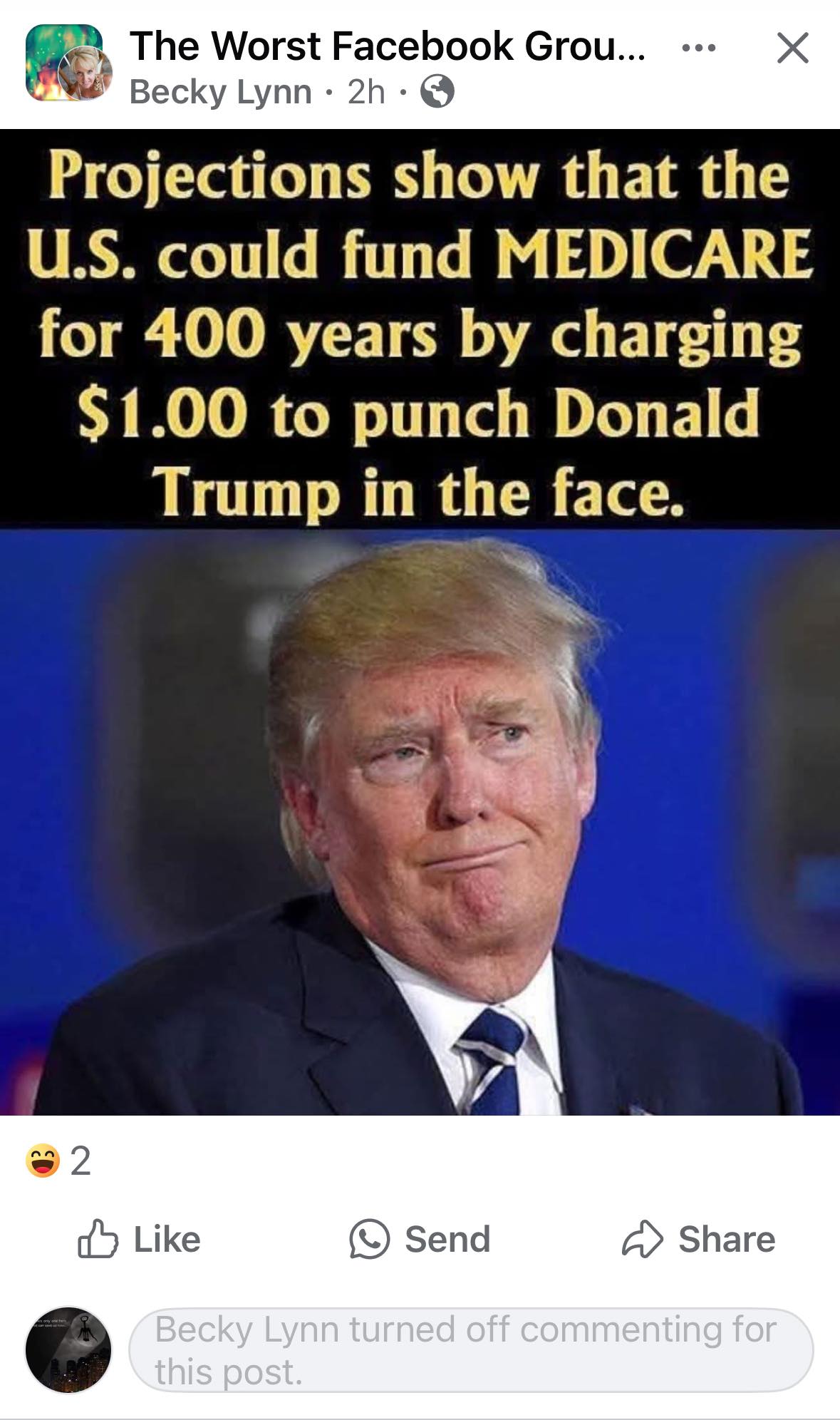 Whaaaaaaa I’m going to cry about Trump and turn off the comments ...