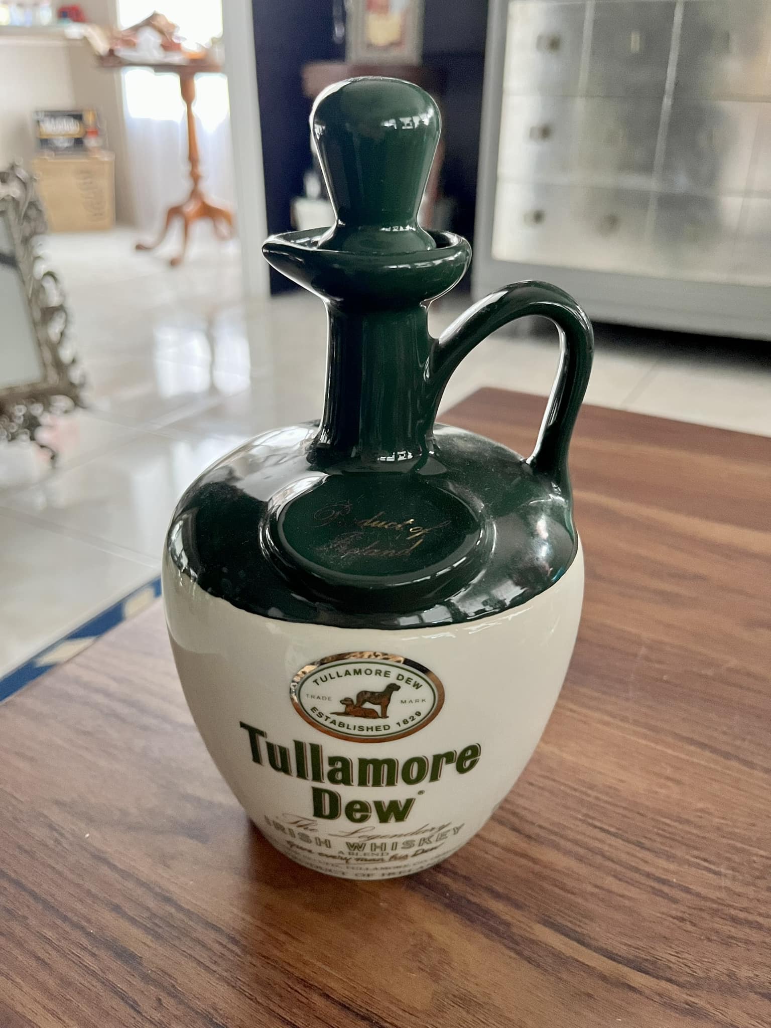 Vintage Tullamore Dew whiskey jug for display