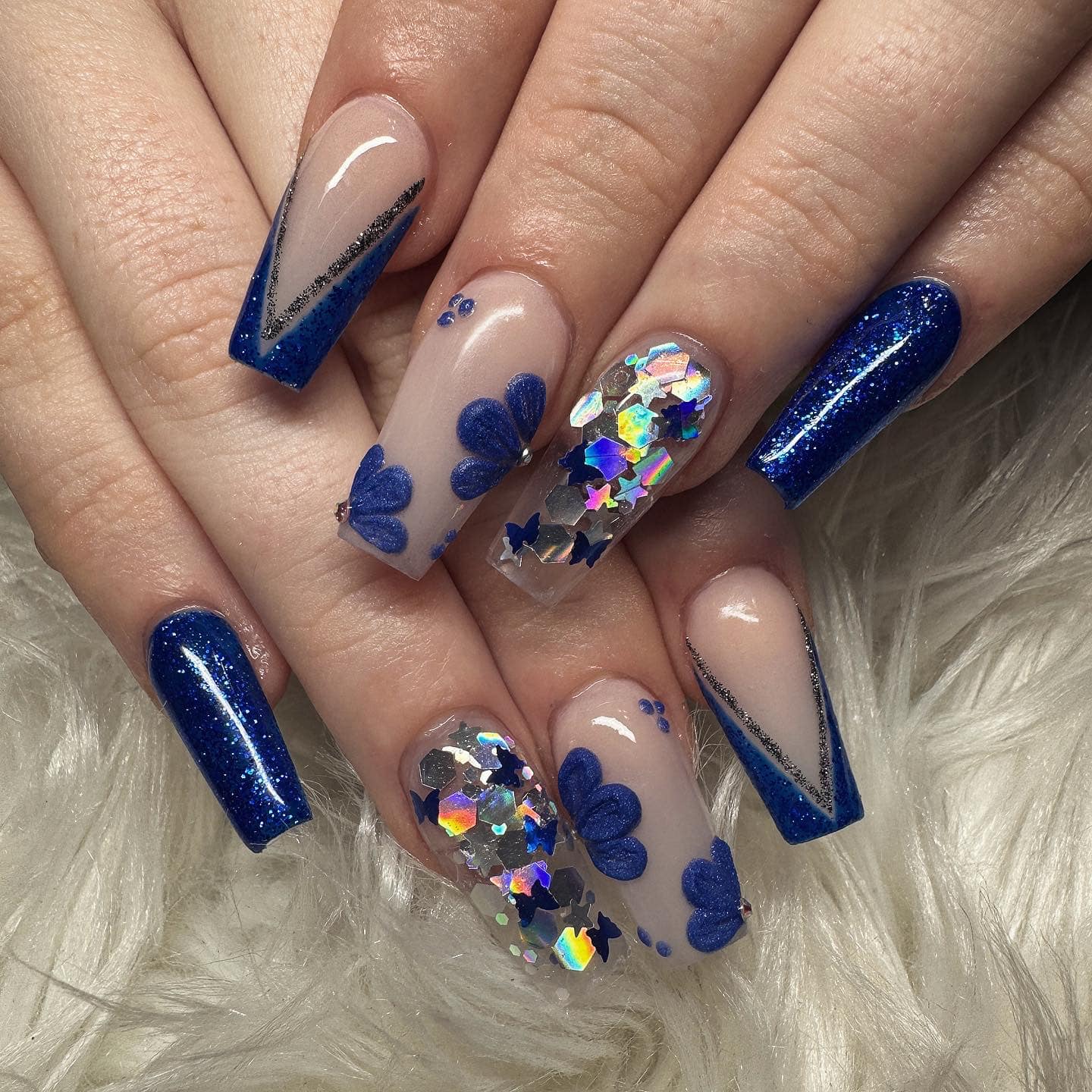 homecoming nails for navy blue dress nail inspiration ideas teens gel nails to go with navy dress