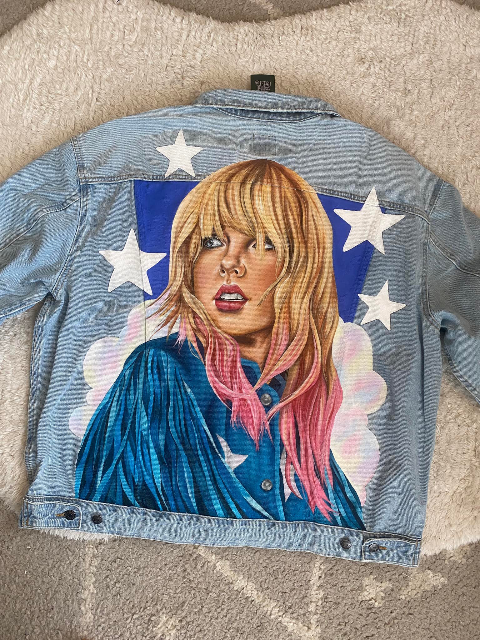 Hand-painted denim jackets by Tess Givnish Artist