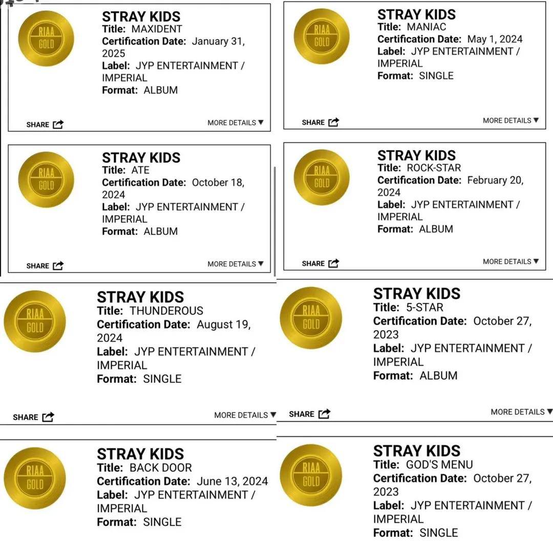 stray kids 　ゴールド会員　特典　gold ステータス Stray Kids' 'Lalalala' certified gold by RIAJ