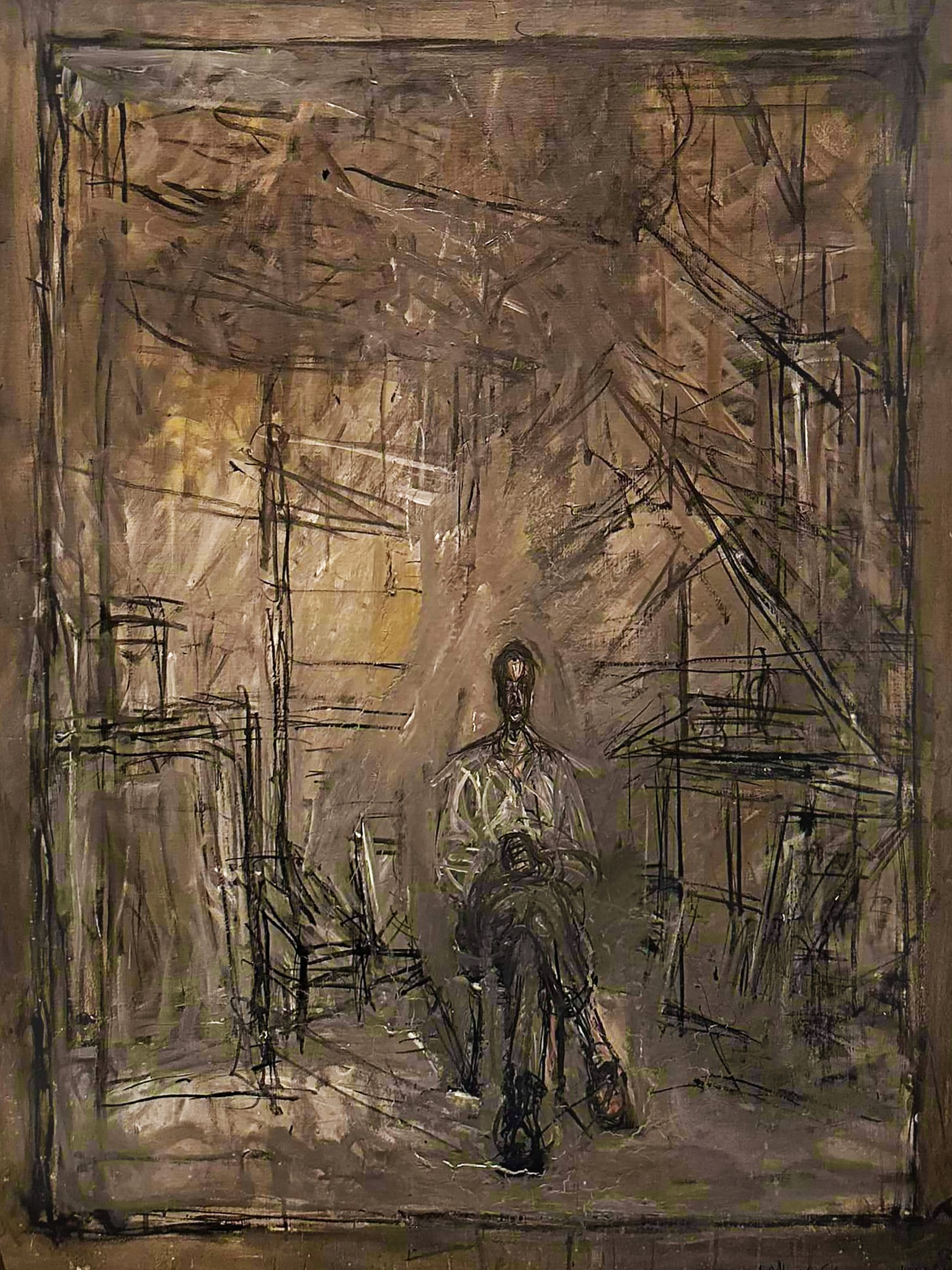 Alberto Giacometti (1901-1966) Diego in the Studio. 1952 (oil,canvas)