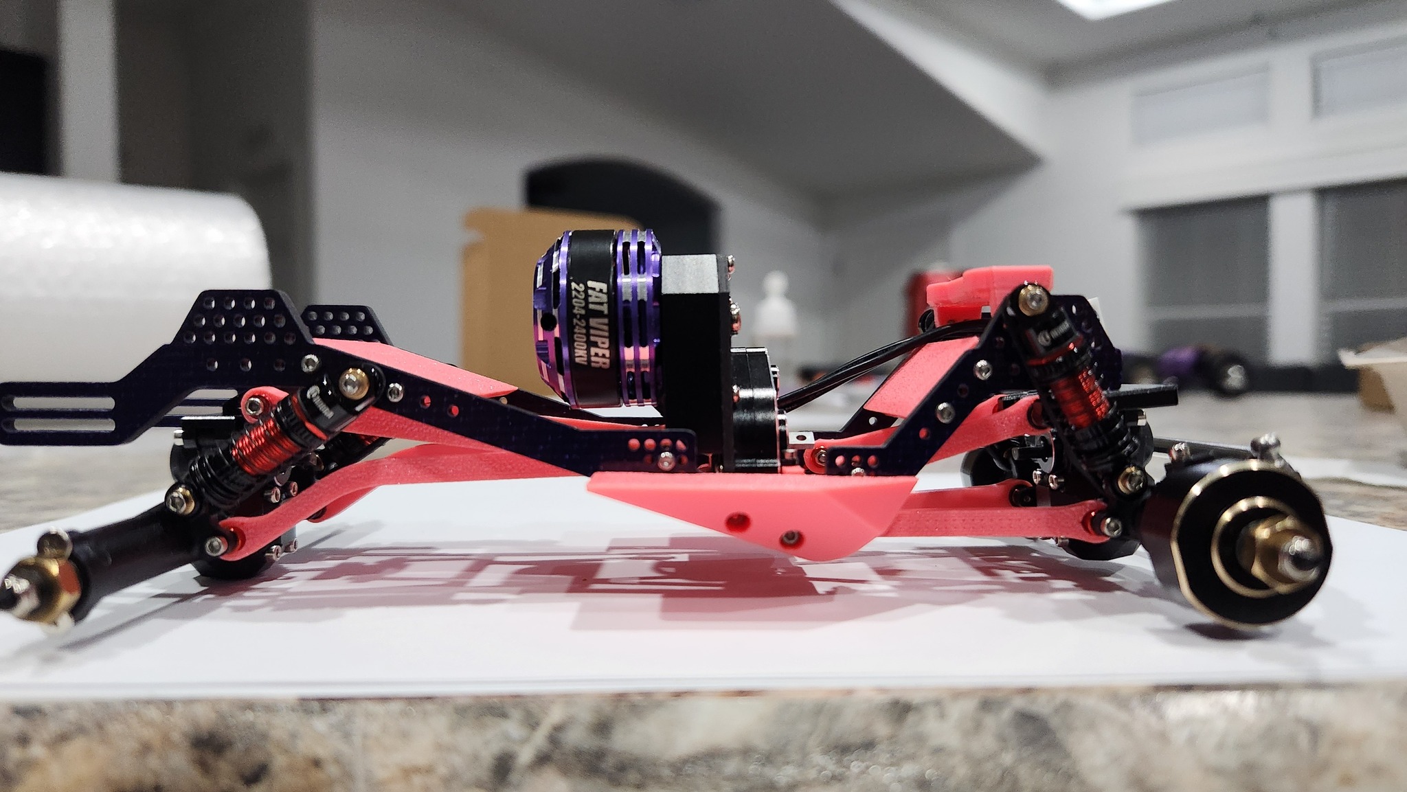 INJORA Carbon Fiber Chassis For SCX24 - Universal LCG Frame Kit With Adjustable Wheelbase