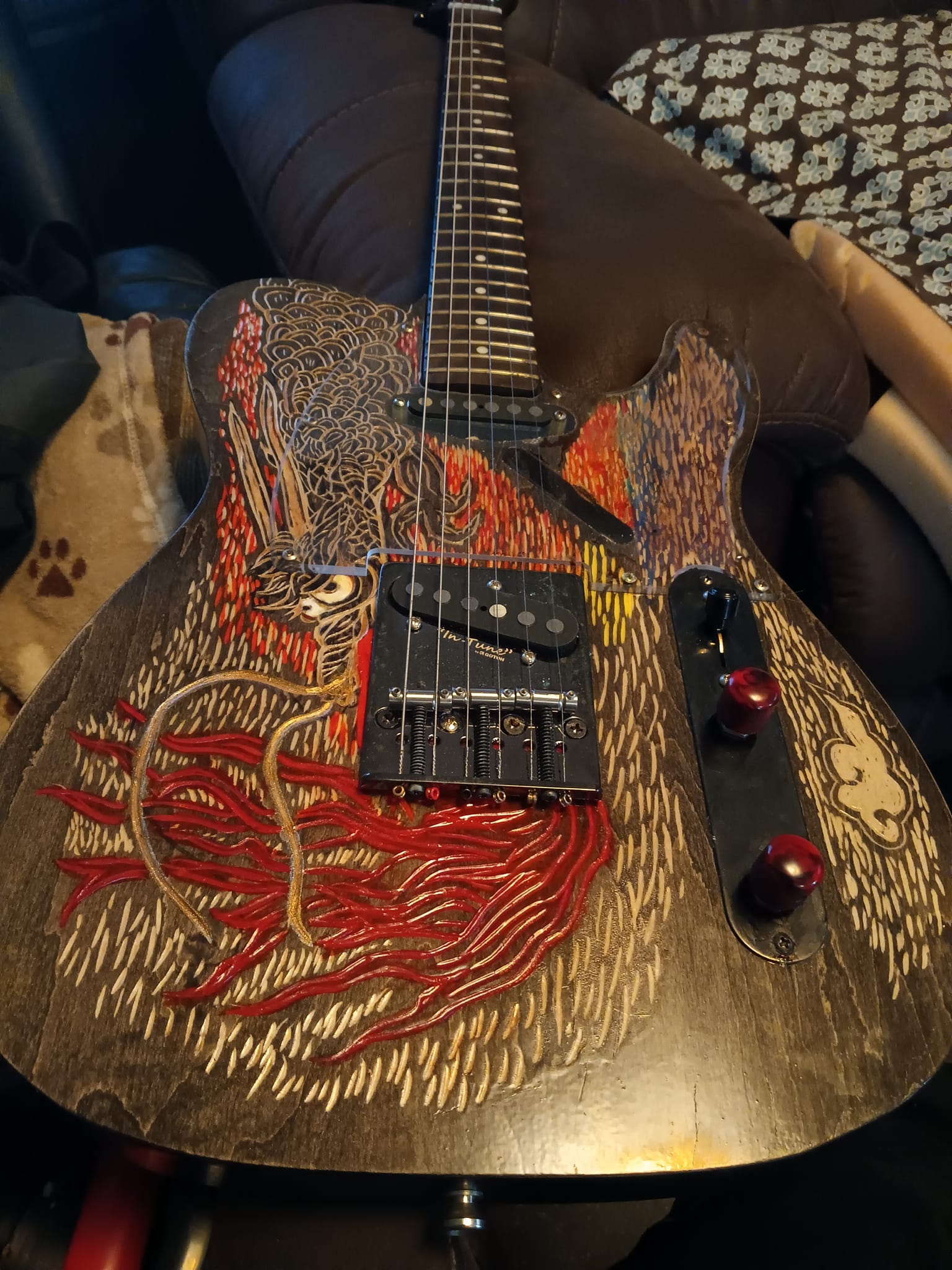 Custom Cathy Zong Guitar Logo Design Featuring Dragon