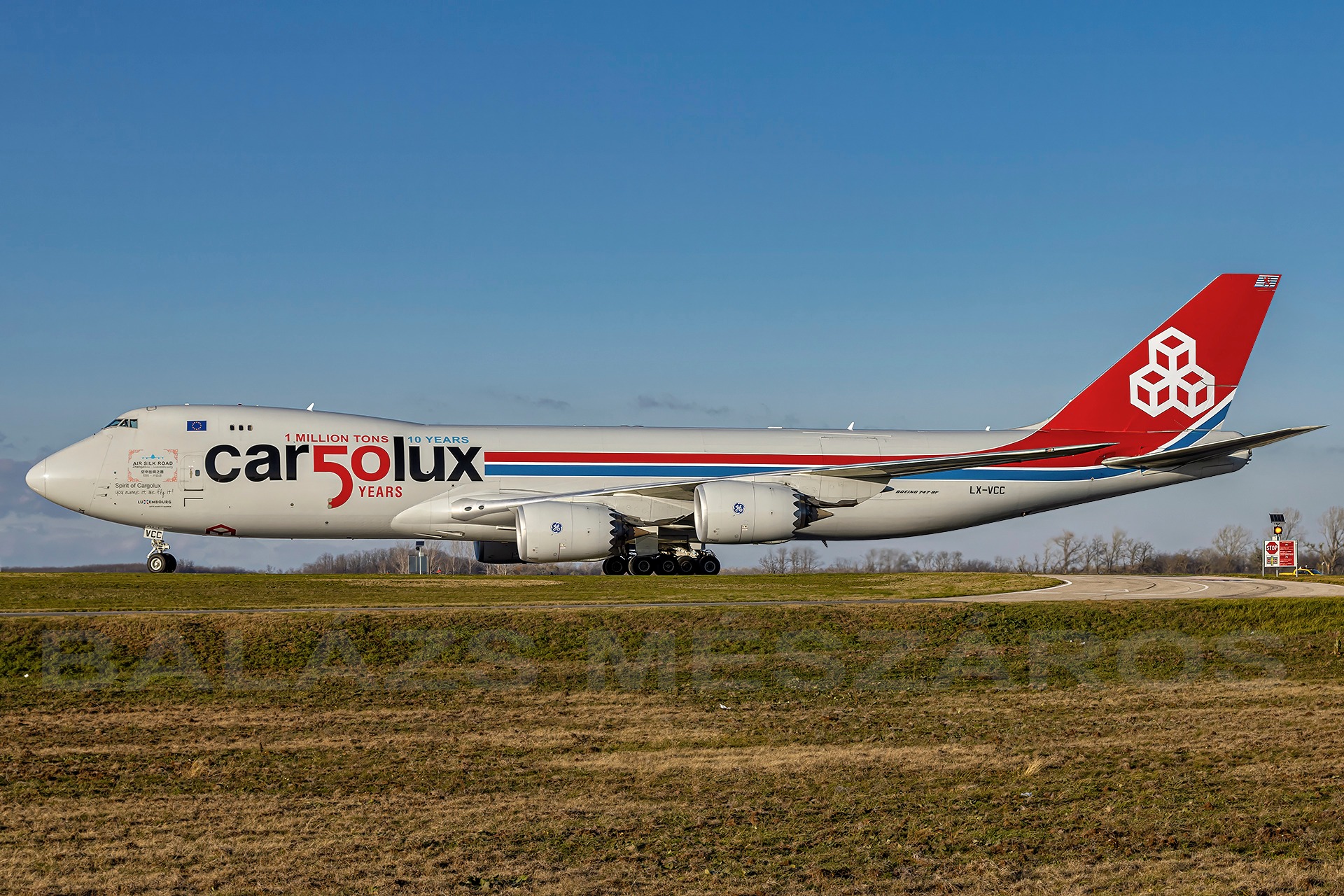 Cargolux Boeing 747-8F in 50 years livery arrives in Bangor, ME