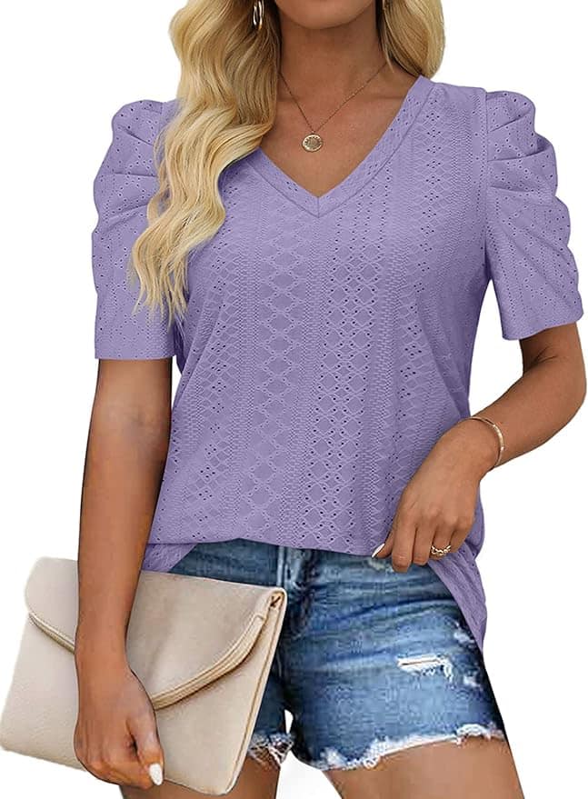 Cap Sleeve Pleated Crewneck T Shirts 30-50off!! 10-30%coupon+20