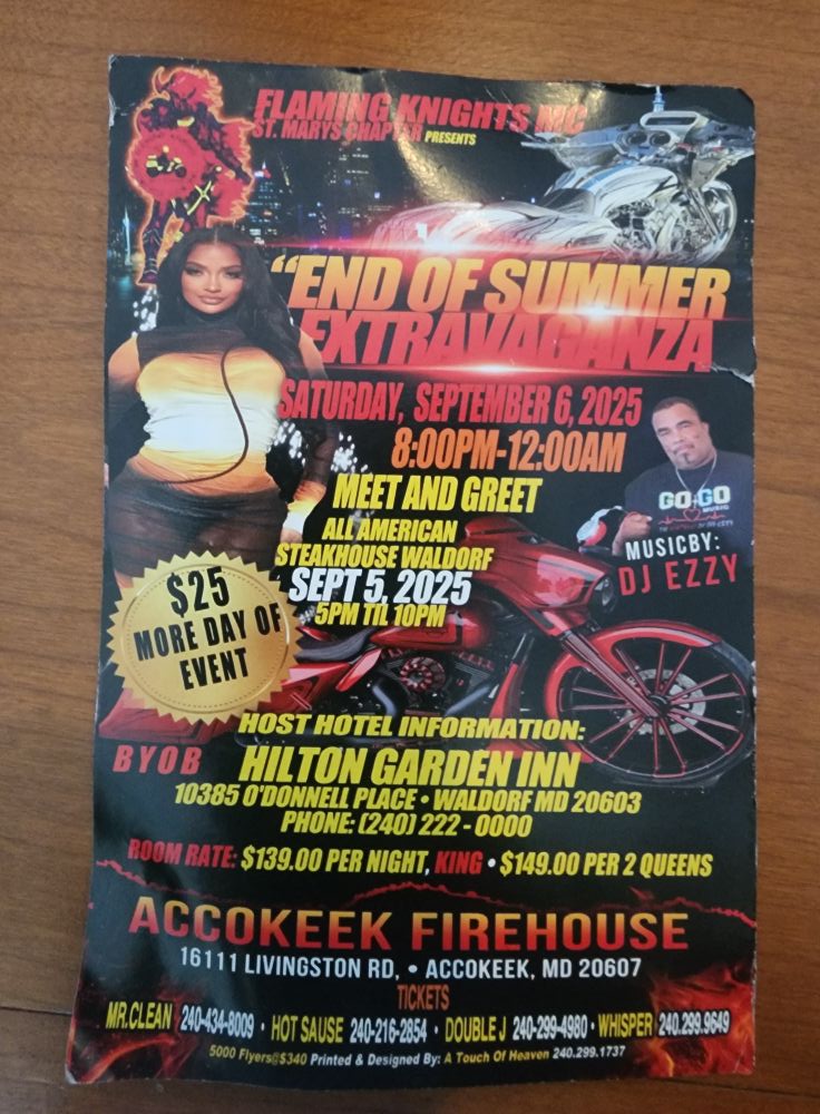 Anyone attending DMV motoclub event on August 10th?