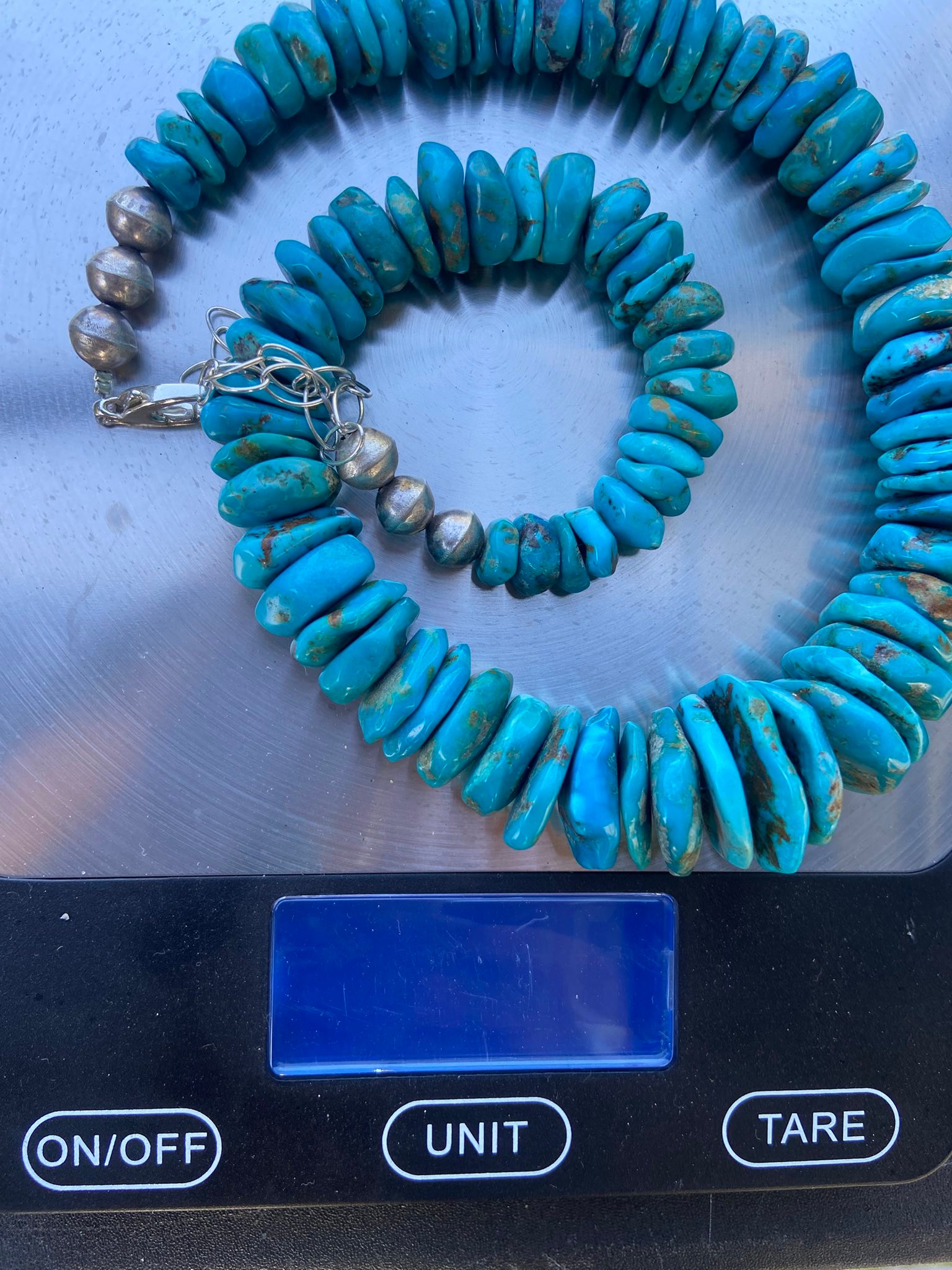 A gorgeous one-of-kind necklace with stunning Kingman Turquoise