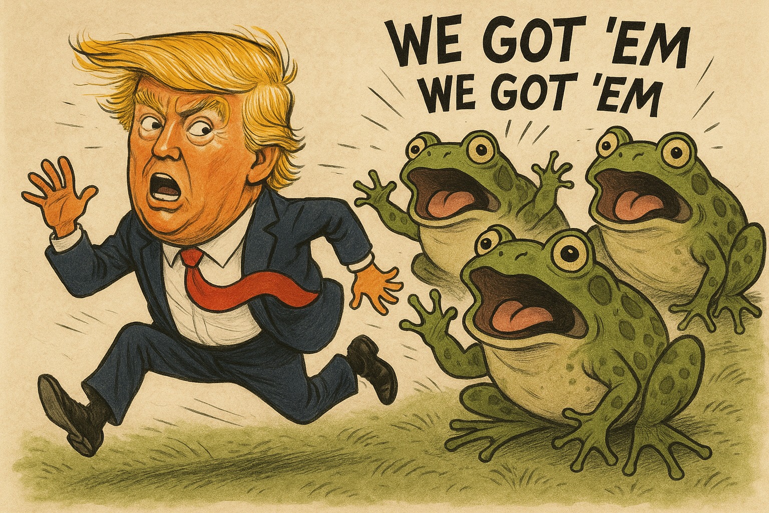 Bruce - We got ’em, croaked the frogs in sync, As the spray tan started ...