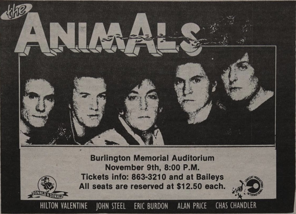 The Animals 1983 reunion concert at Memorial Auditorium