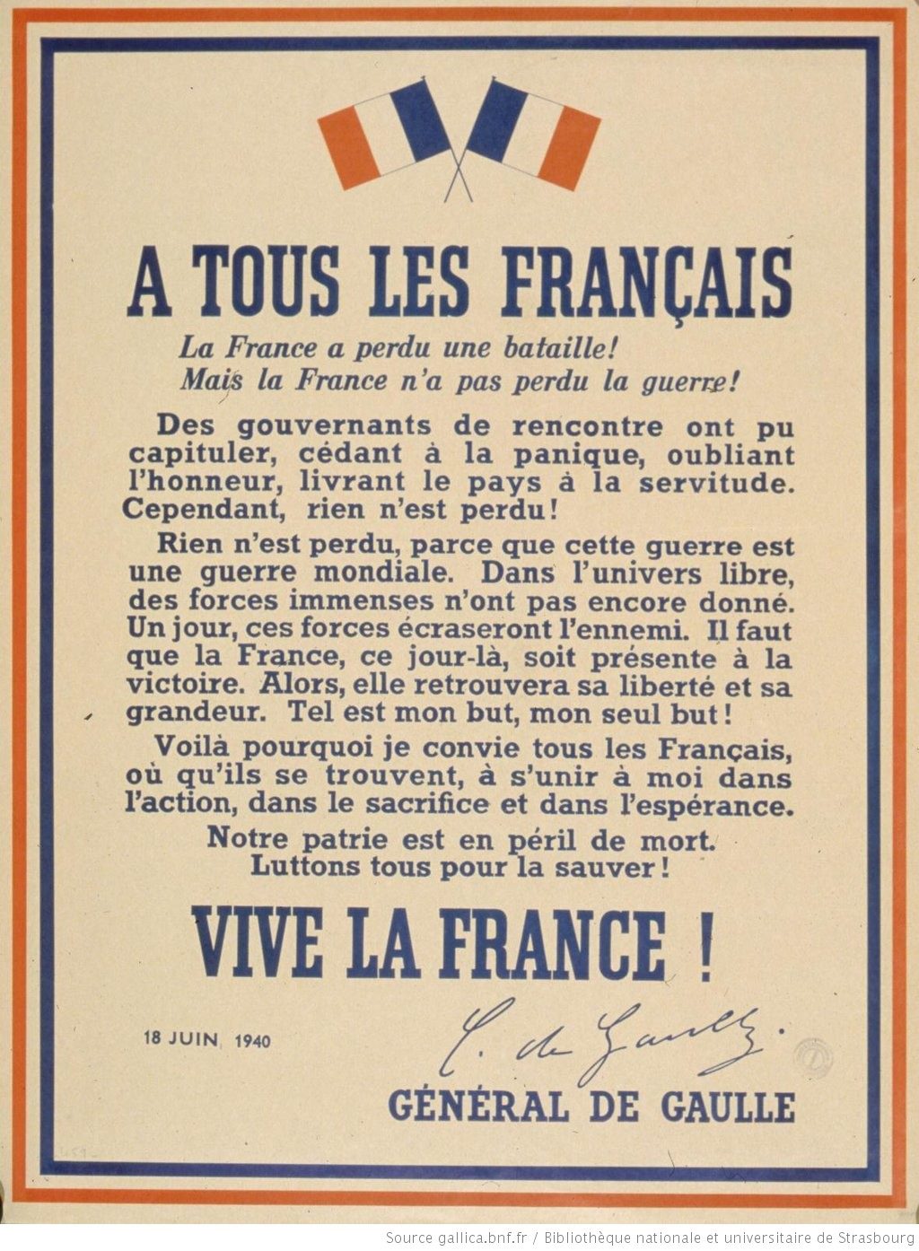 85 years ago, General de Gaulle made his historic appeal of 18