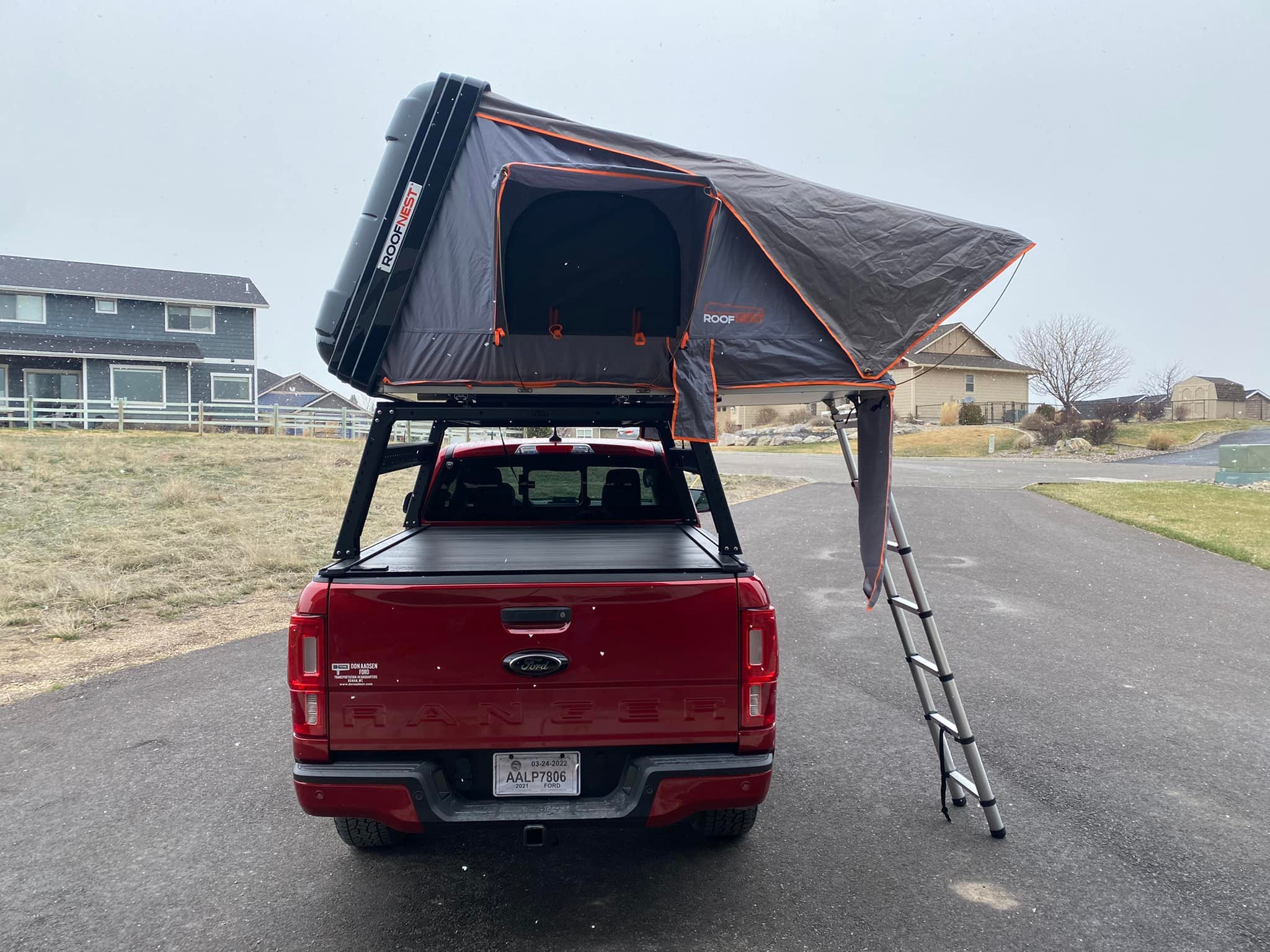 Front Runner Pro table storage under Condor Overland roof rack