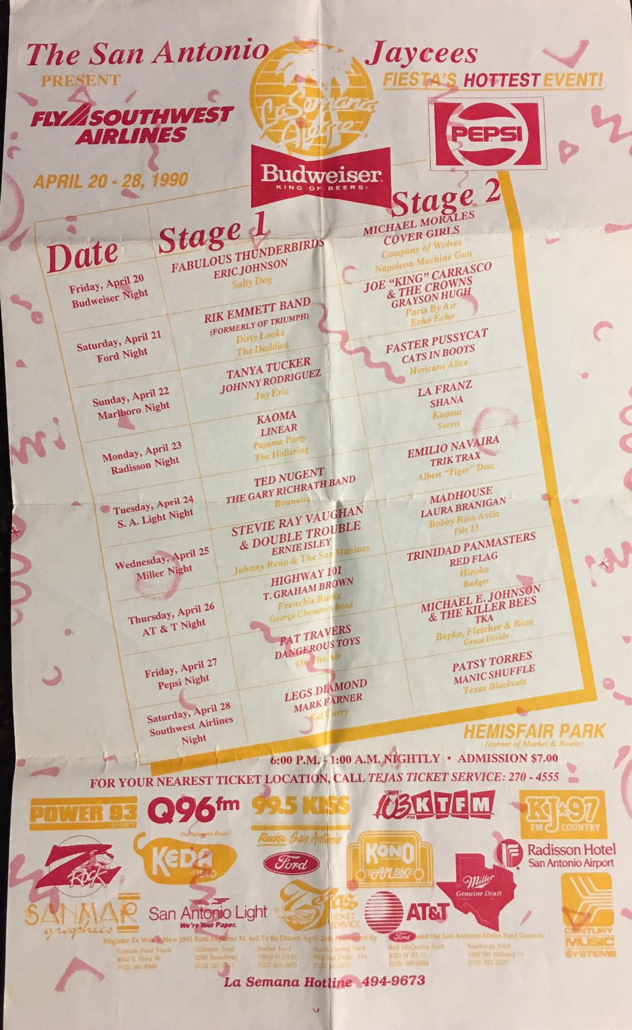 Did Legs Diamond record a live cd at La Semana in 1990?