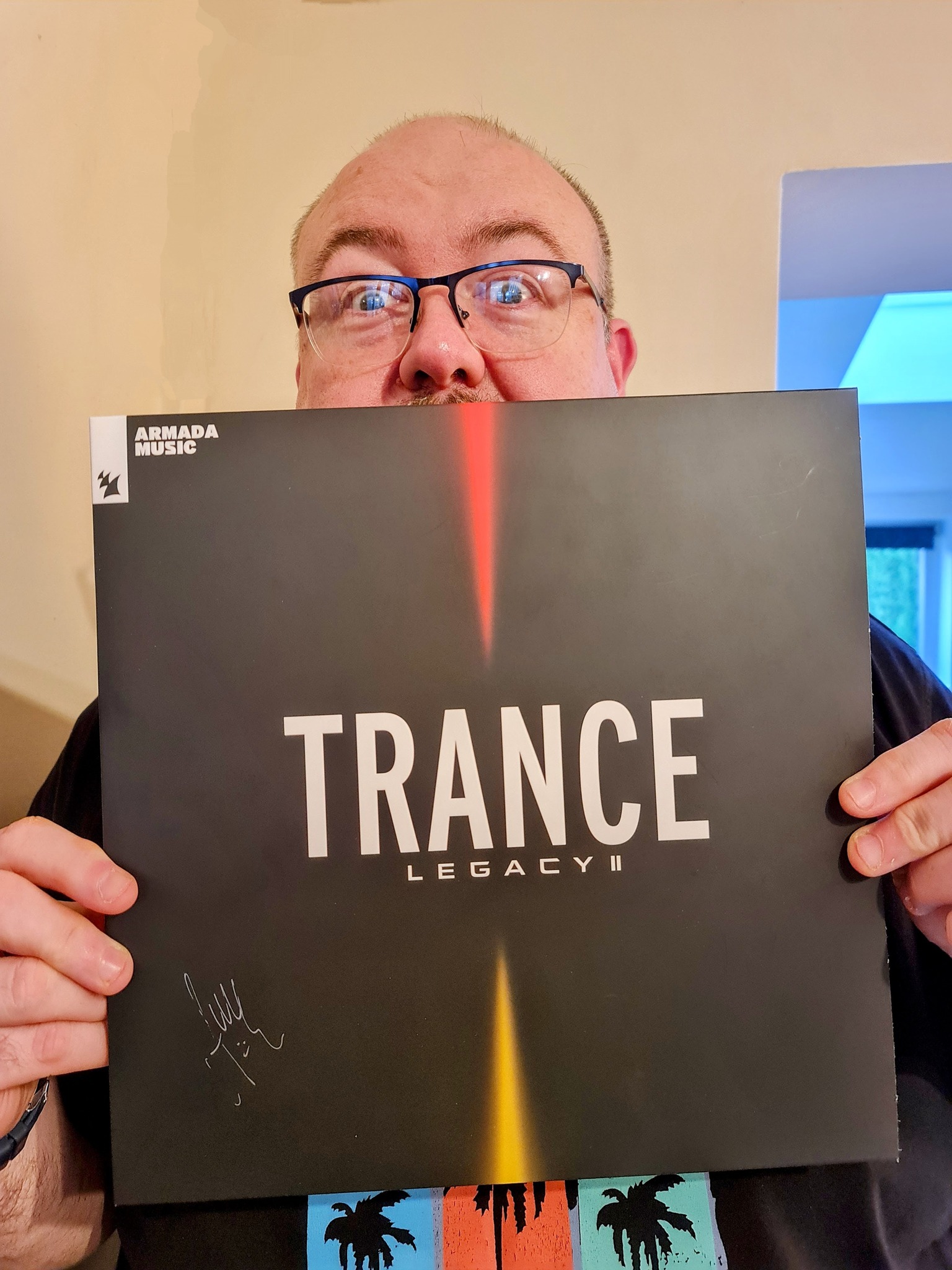 Here is Steve, our lucky winner of Trance Legacy ll, signed by 