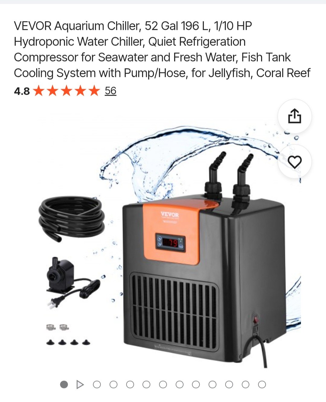 1/10 HP Aquarium Chiller For 42 Gallon Tanks - Titanium Coil Cooling System For Fresh & Saltwater