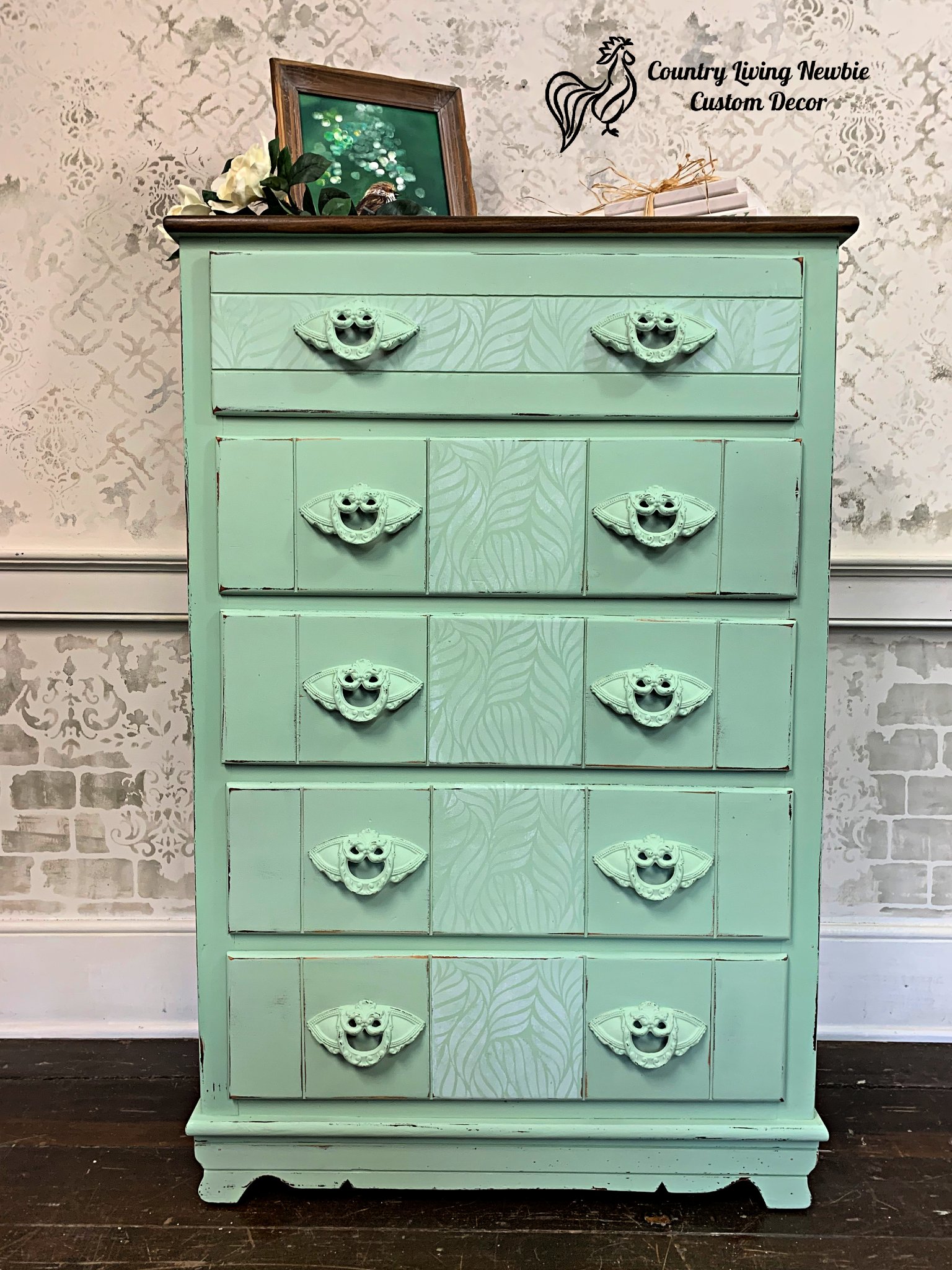 Custom mint julep and cotton furniture transformation display picture 1