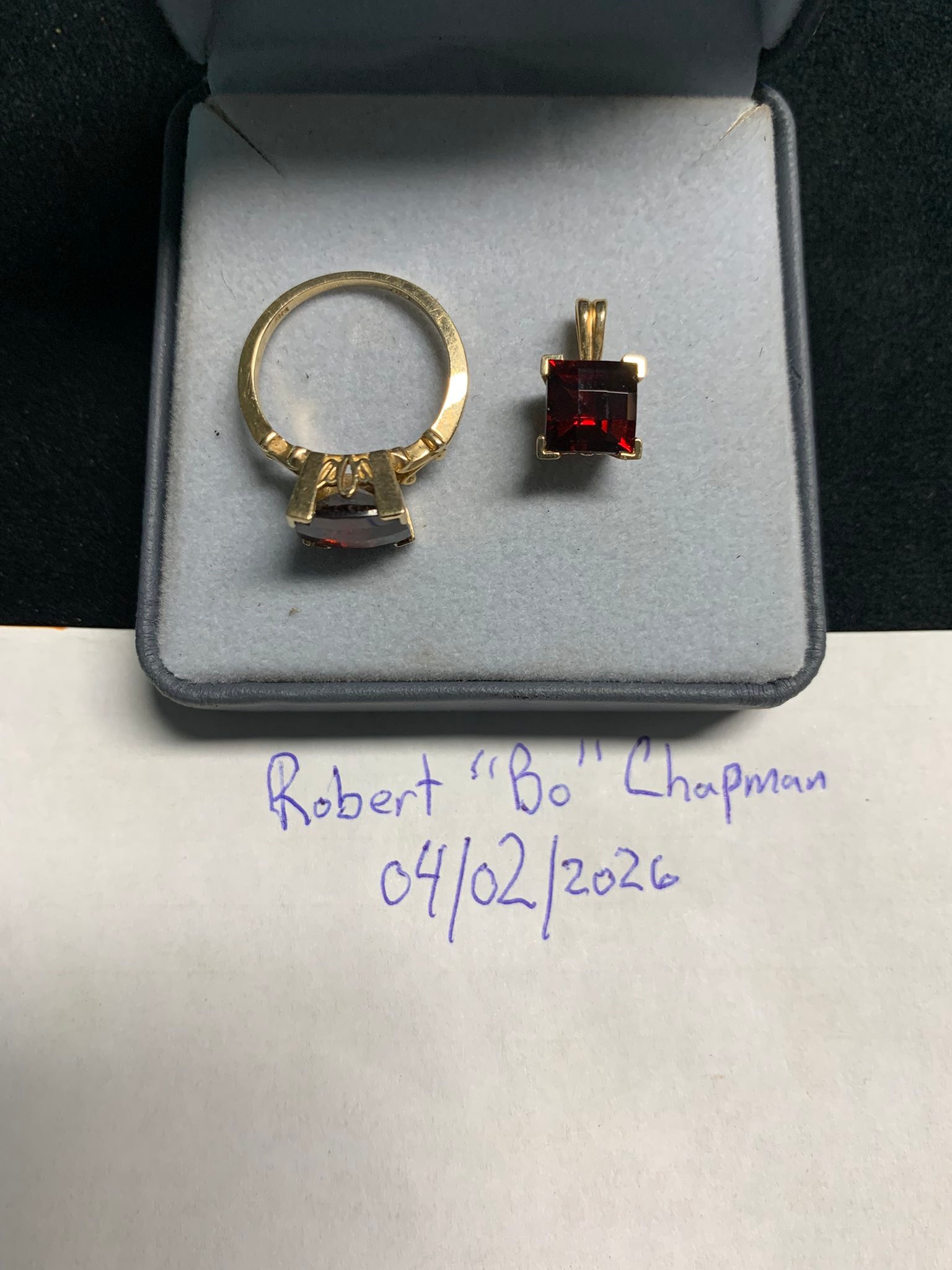ECER / BORONGAN 1. Natural Red Garnet - Ring Monel Doff HM Size 8 