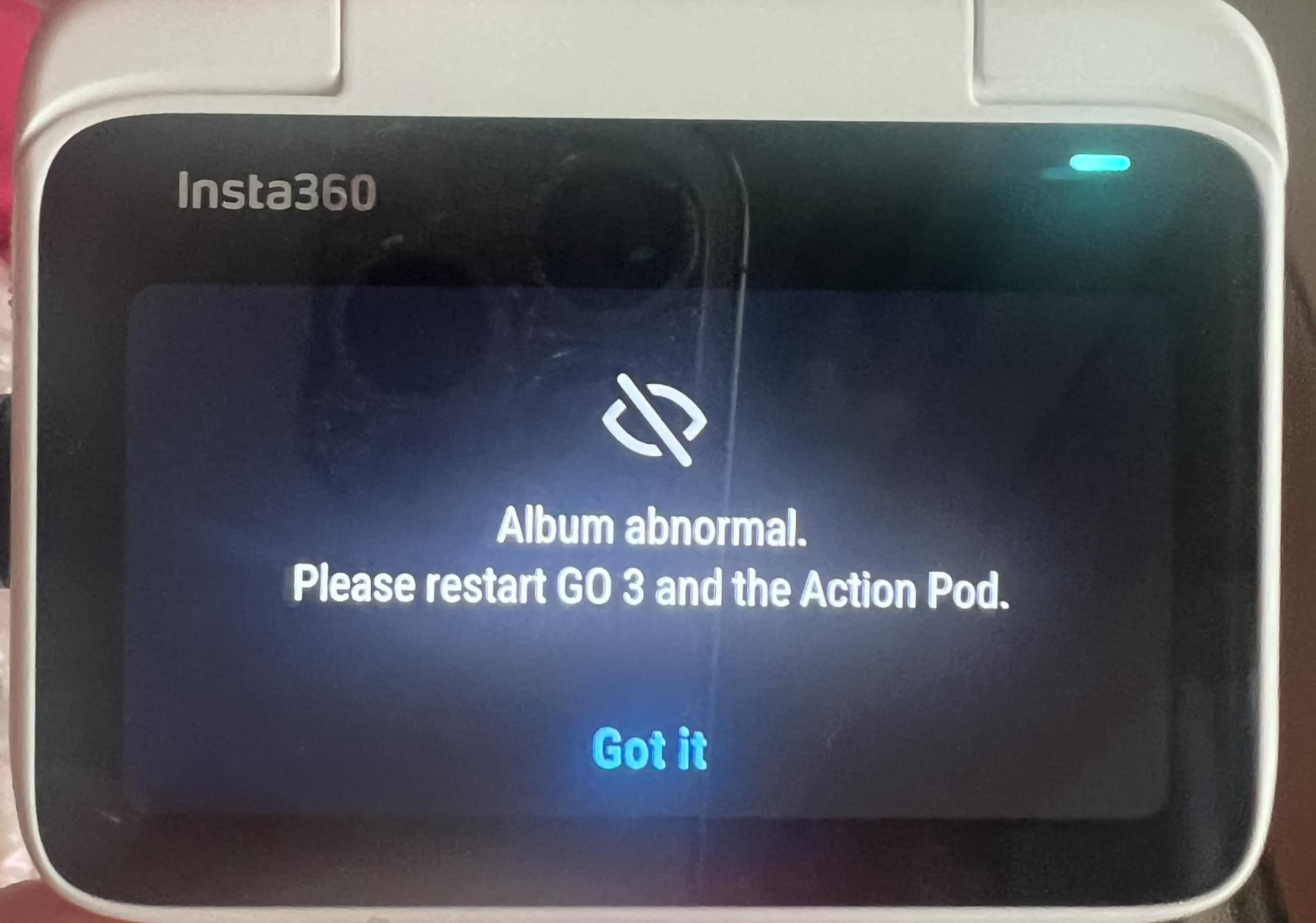 Insta360 Go3 video file error and playback issues
