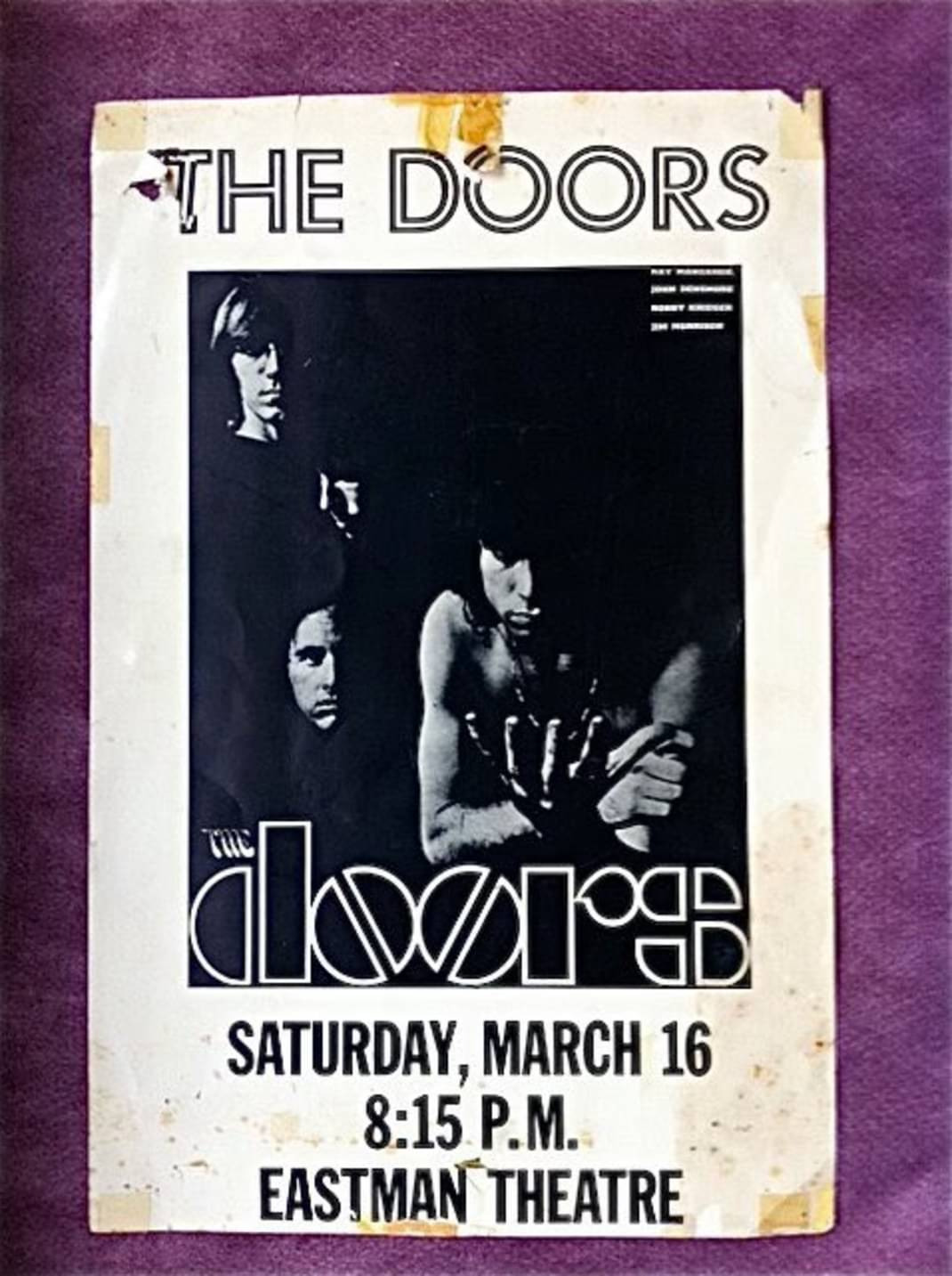 On March 16, 1968, The Doors performed at the Eastman Theatre in