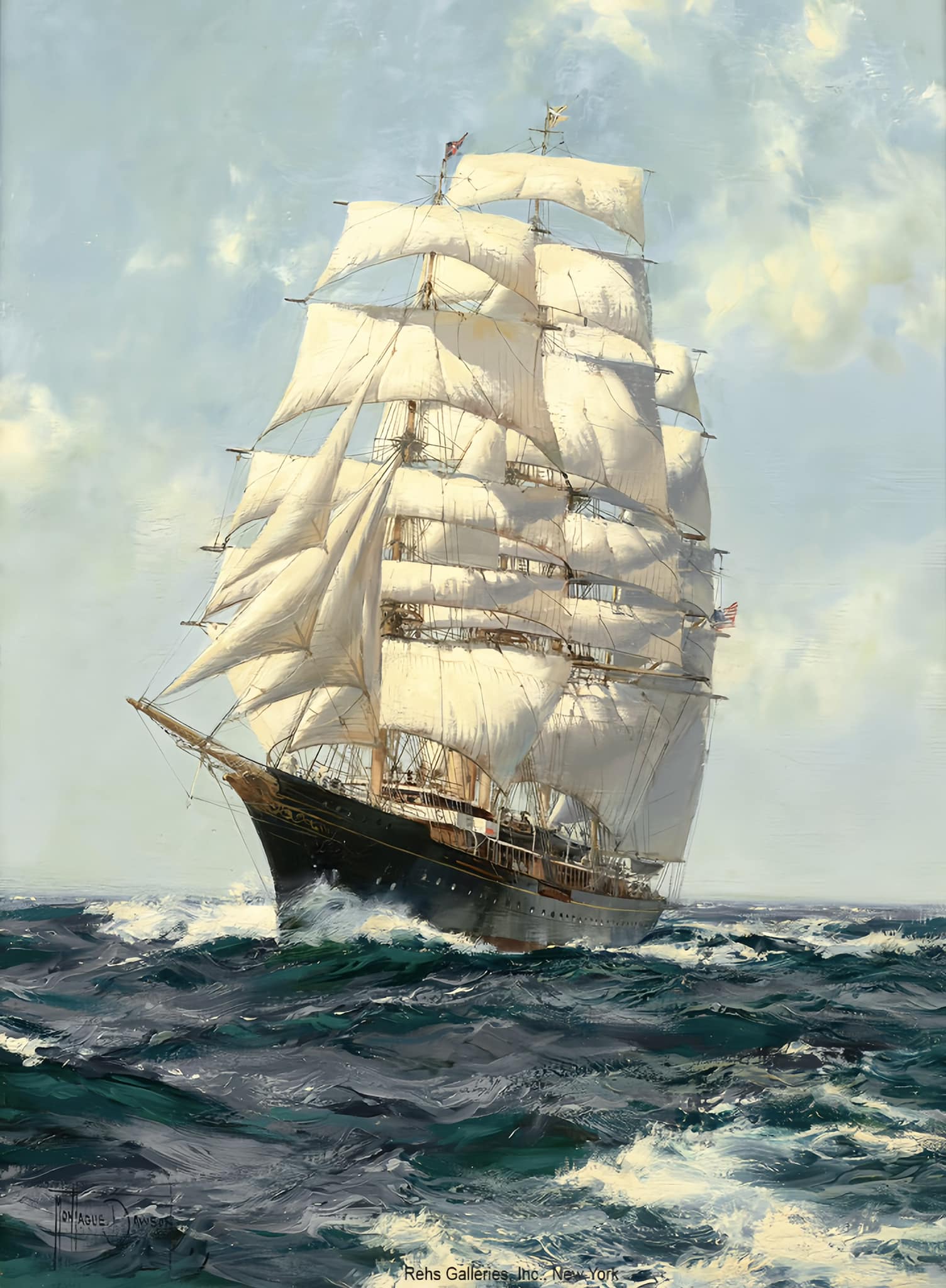 Montague Dawson's oil painting The Ship