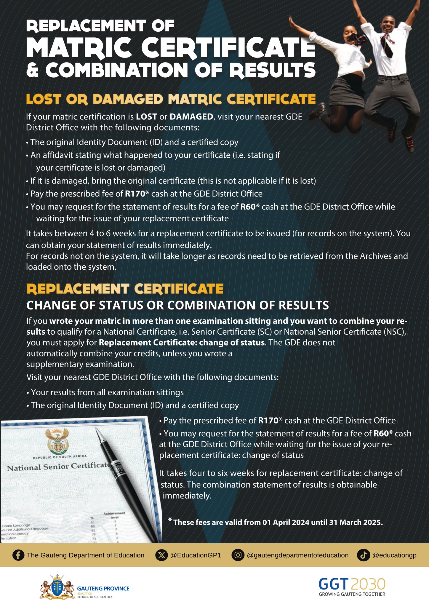 The Gauteng - 📢 Lost or damaged your matric certificate? Need to ...