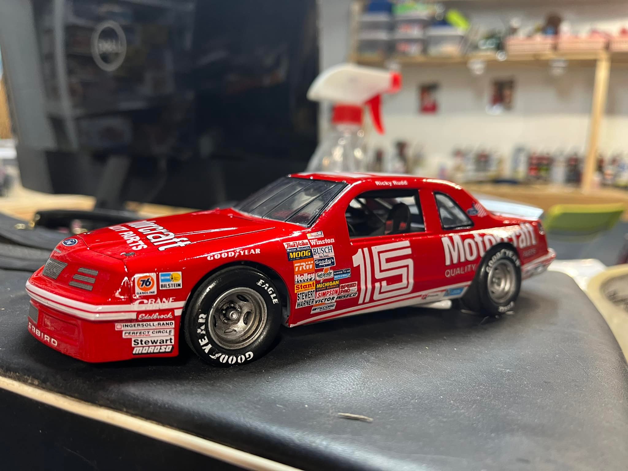 Ricky Rudd's 1987 Bud Moore car model with Slixx decals