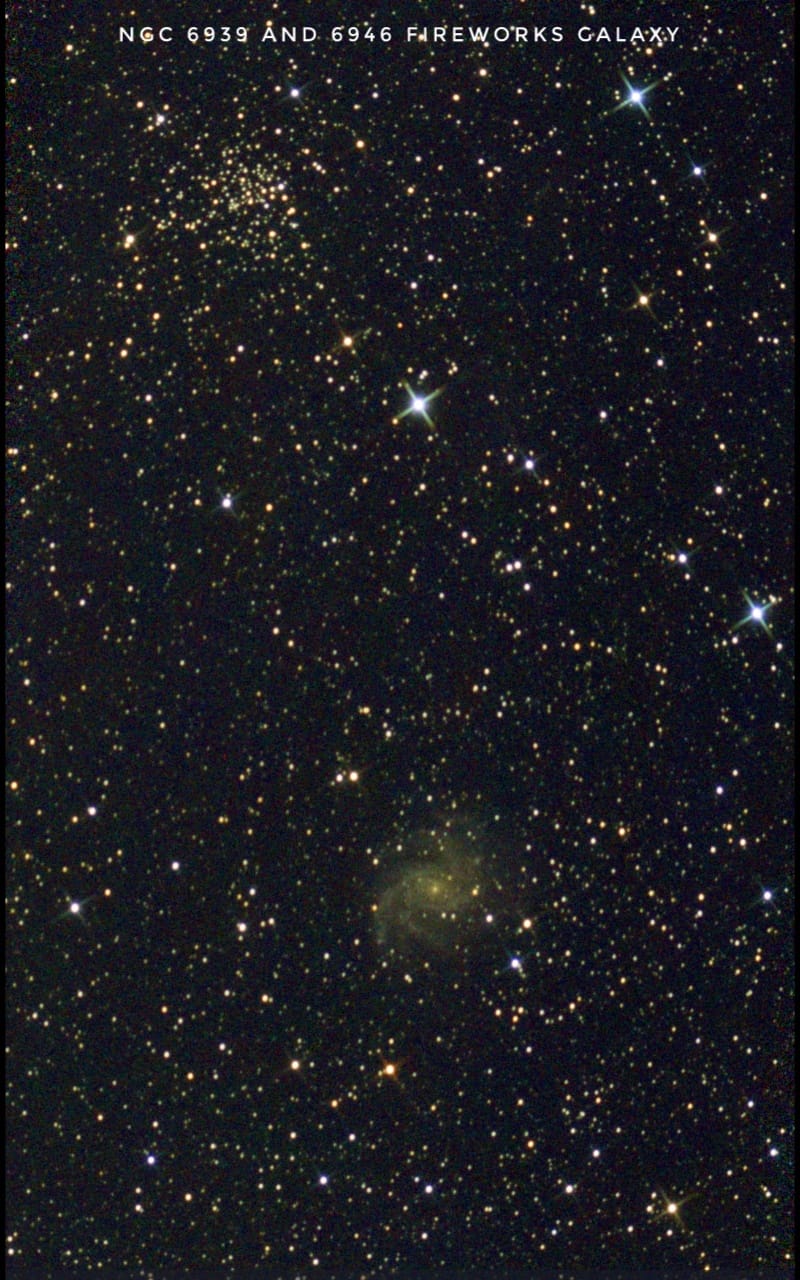 The Fireworks Galaxy and NGC 6939 star cluster