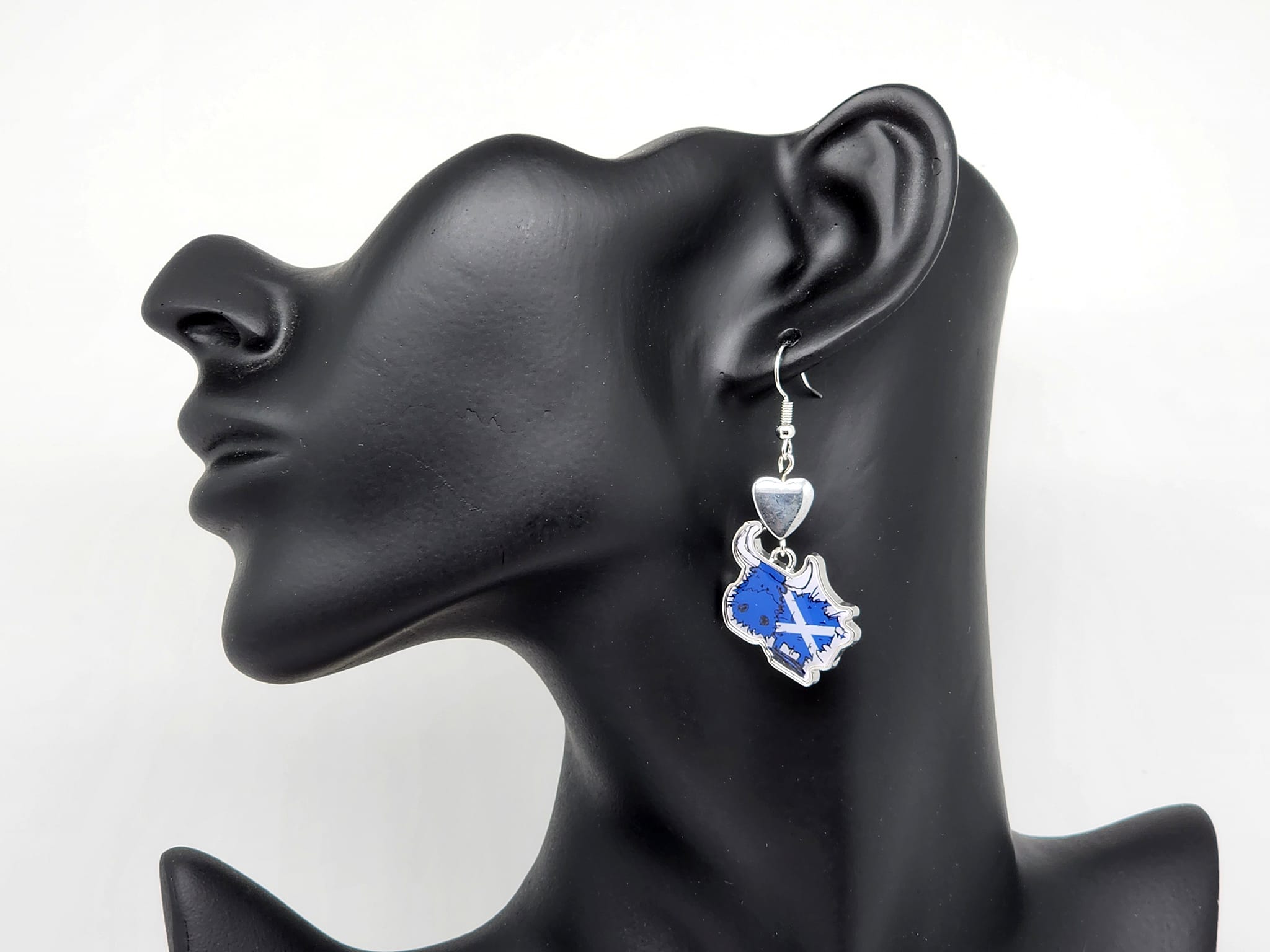 Scottish saltire heart earrings for sale on Etsy