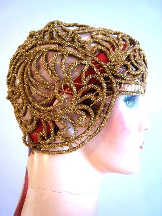 Casquette Juliet Cap Années 20 Style Flapper - Bode - Taille M Or Lamé - Neuf Avec étiquette