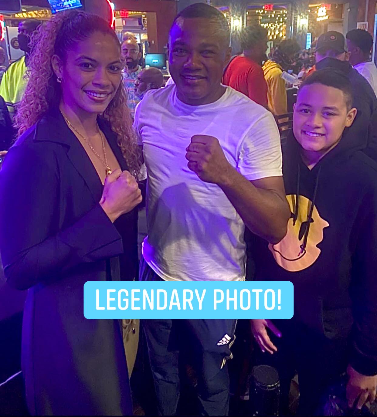 Nisa Rodriguez with her son and the Legend himself, Tito Trinidad