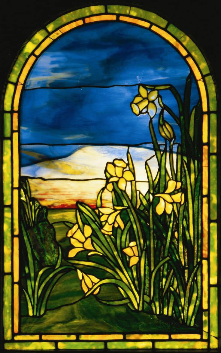 Tiffany's stained glass window with lilies at Morse Museum