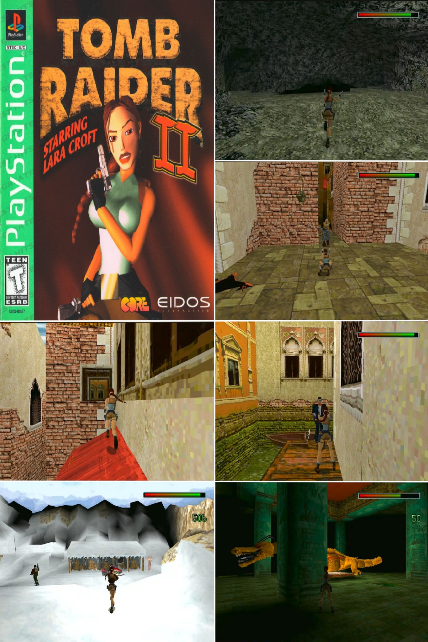 Jaquette Arrière Officielle PS1 Pour Le Jeu Tomb Raider II, En Bon état – Compatible PlayStation 1, Collection Rétro