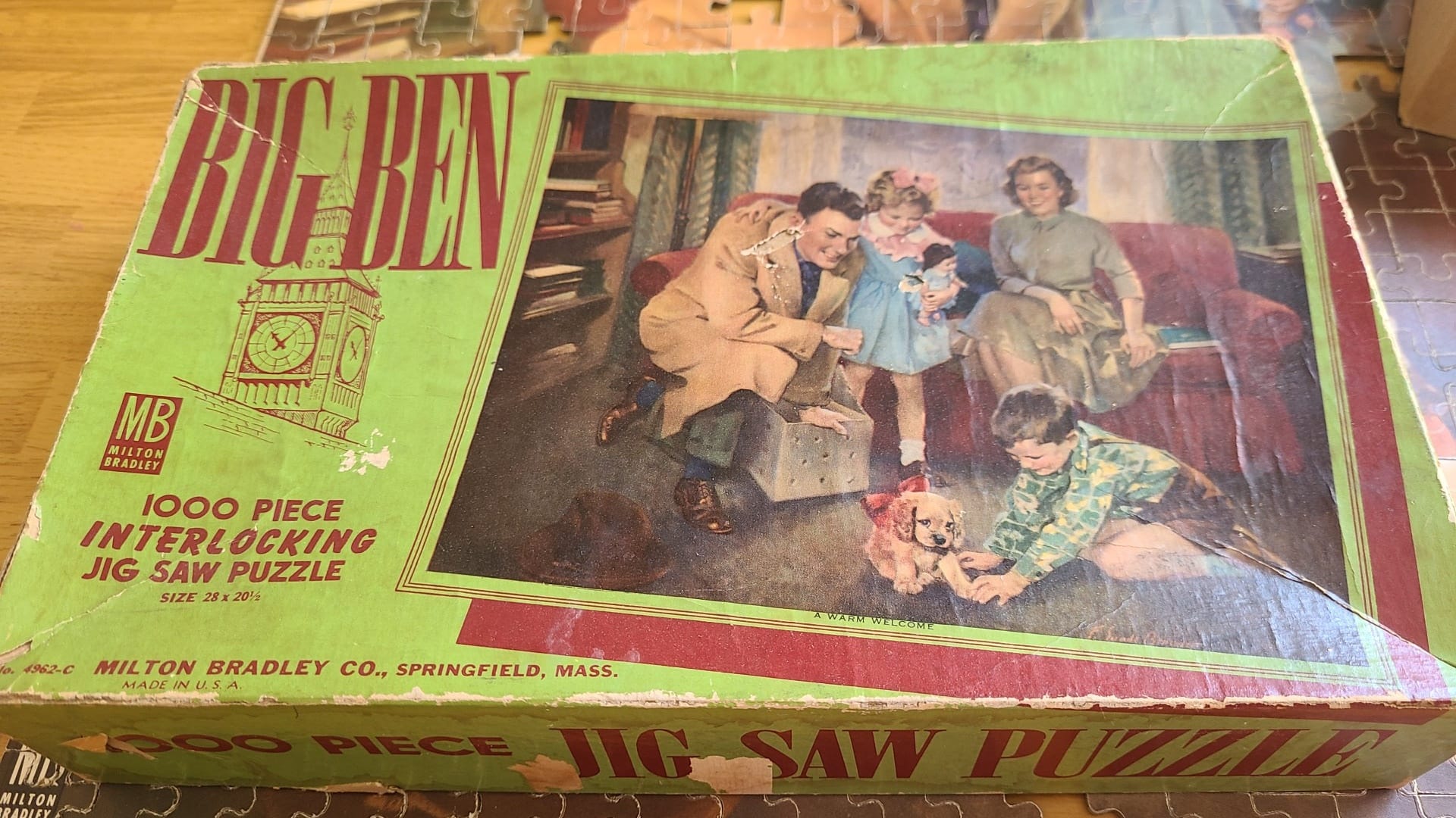 Vintage Milton Bradley Big Ben 1000-piece puzzle from 50s or 60s