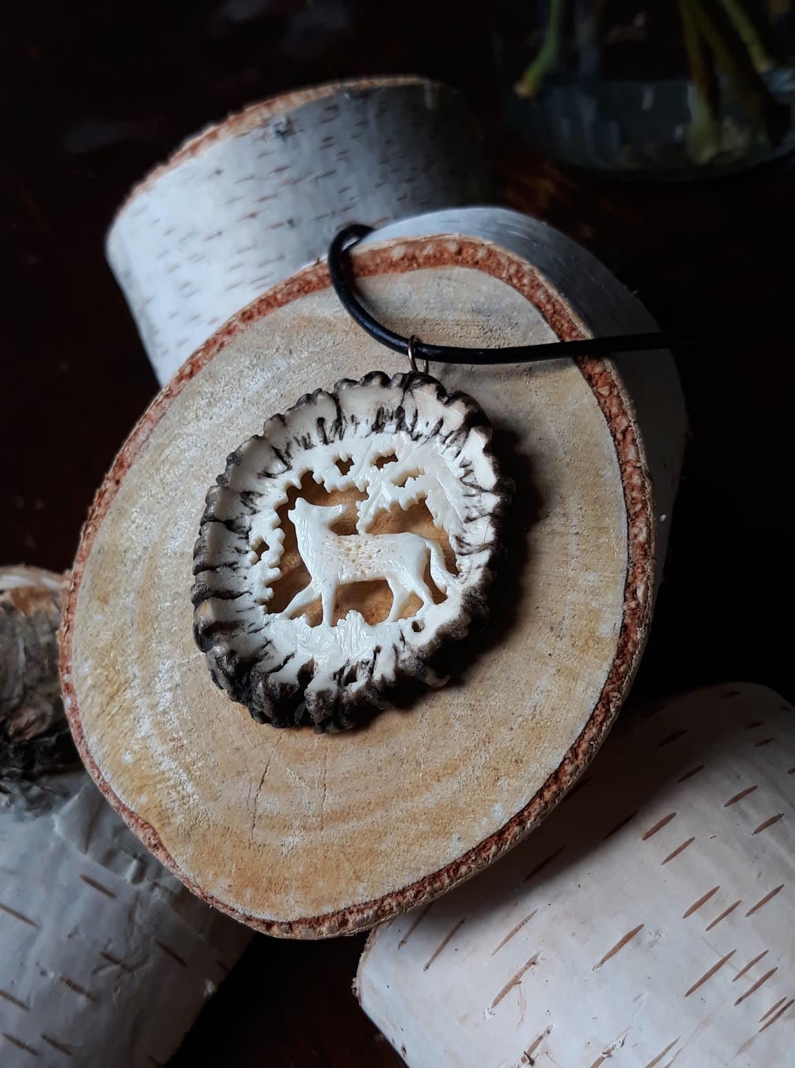 Hand-carved necklace made with Dremel and coping saw