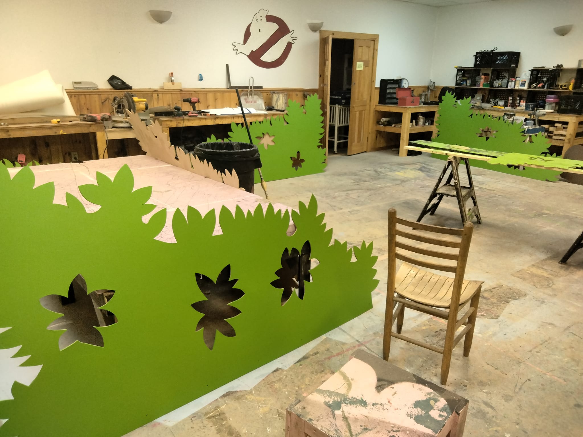 Creating a forest set for Into the Woods youth play