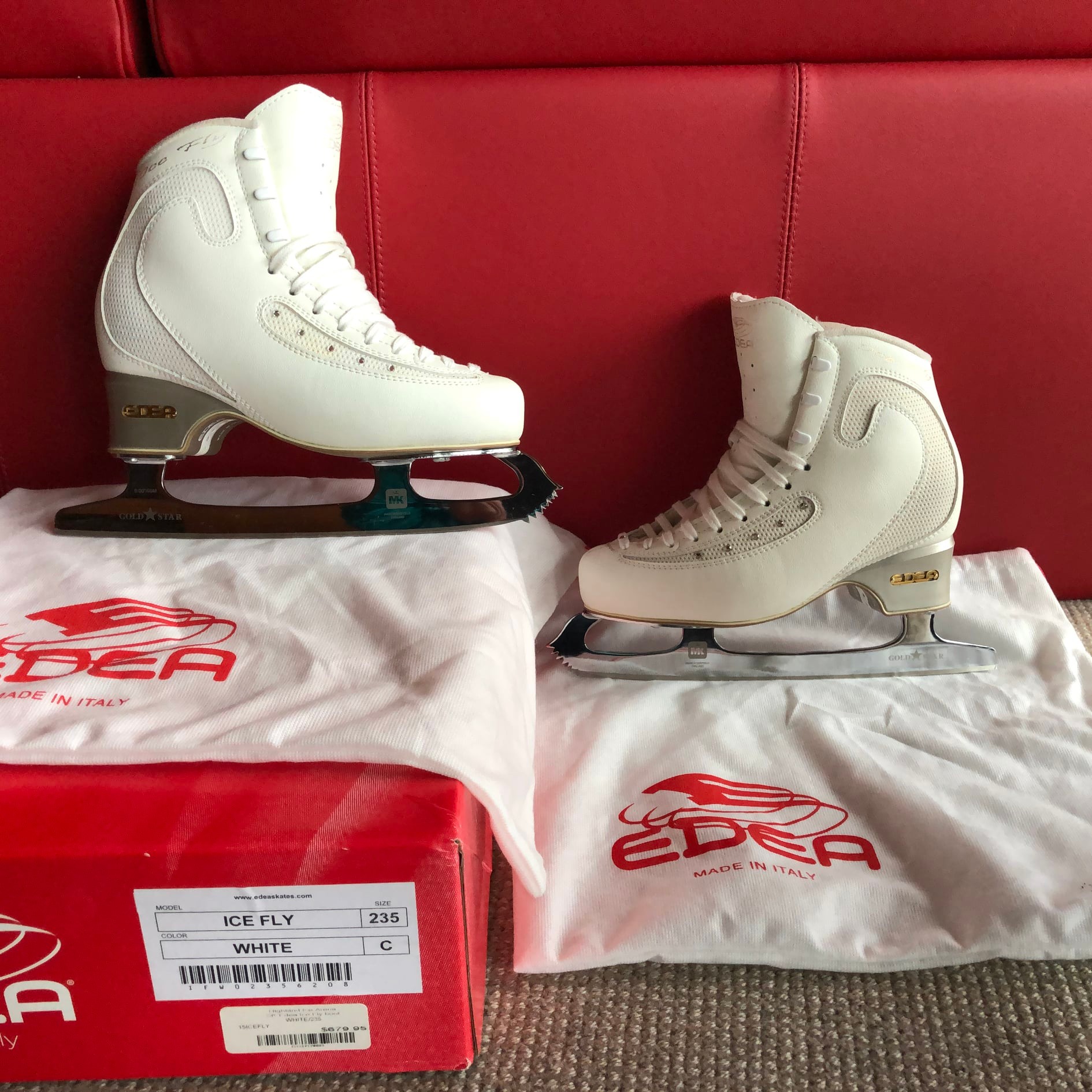 Edaea Icefly 235 skates with Gold Star blades for sale