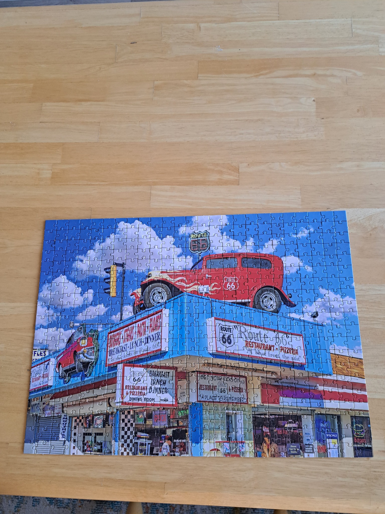 Crazart Colorluxe 500 piece Rt. 66 restaurant puzzle completed