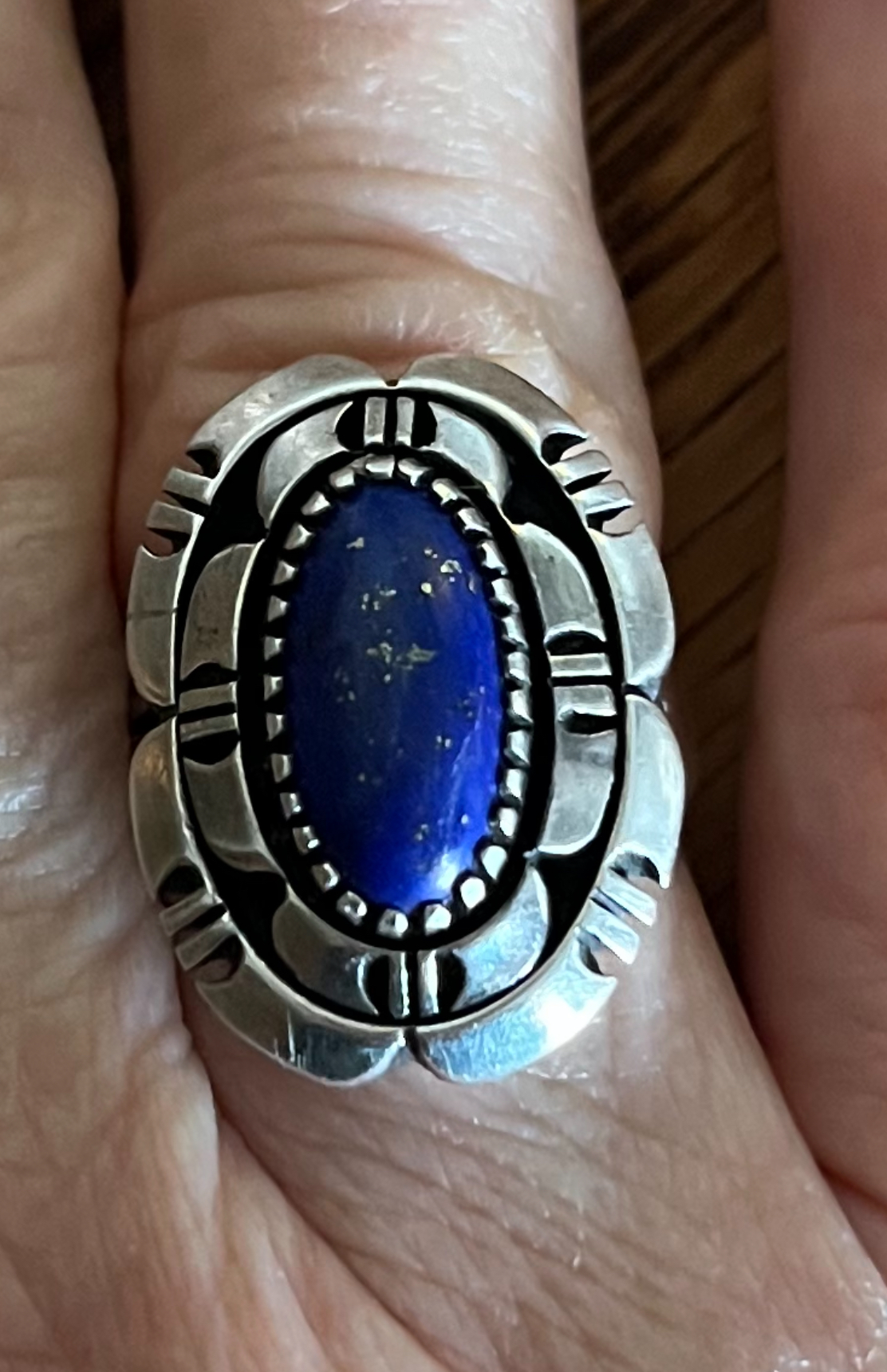 Lapis ring by Navajo artist E. Kee for sale