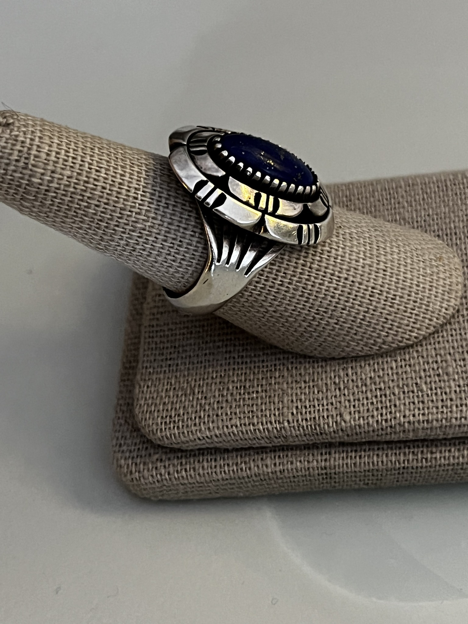Lapis ring by Navajo artist E. Kee for sale
