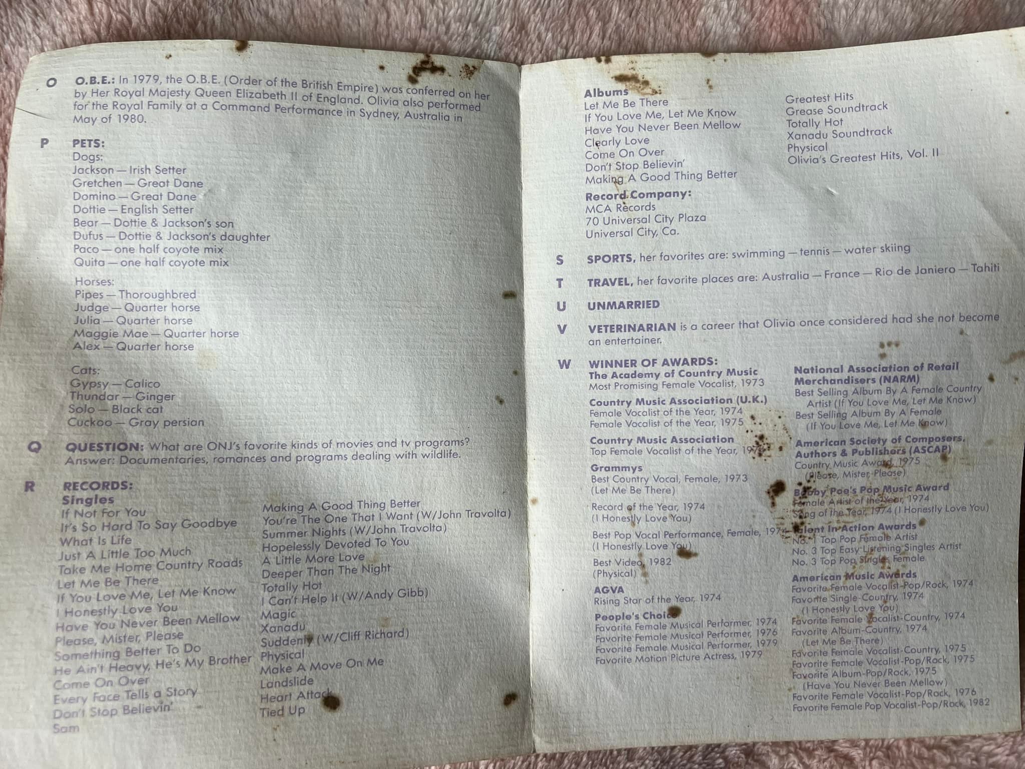 Olivia Newton-John fan shares vintage fan club memorabilia