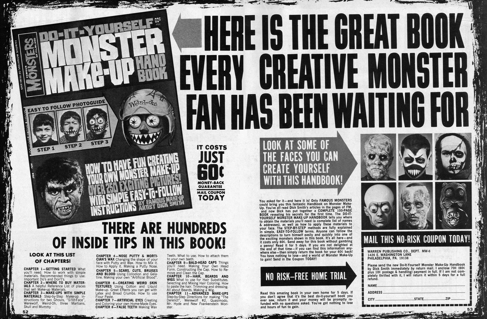 Dick Smith Make Up Book ad, circa 1965.