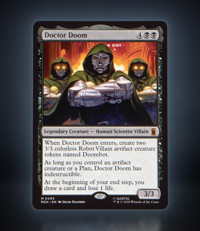 doom mtg cards Magic: The Gathering | Marvel Super Heroes Commander Deck you create a 2/2 white Knight creature token with vigilance MTG MARVEL SET PLAYER INTERVIEW