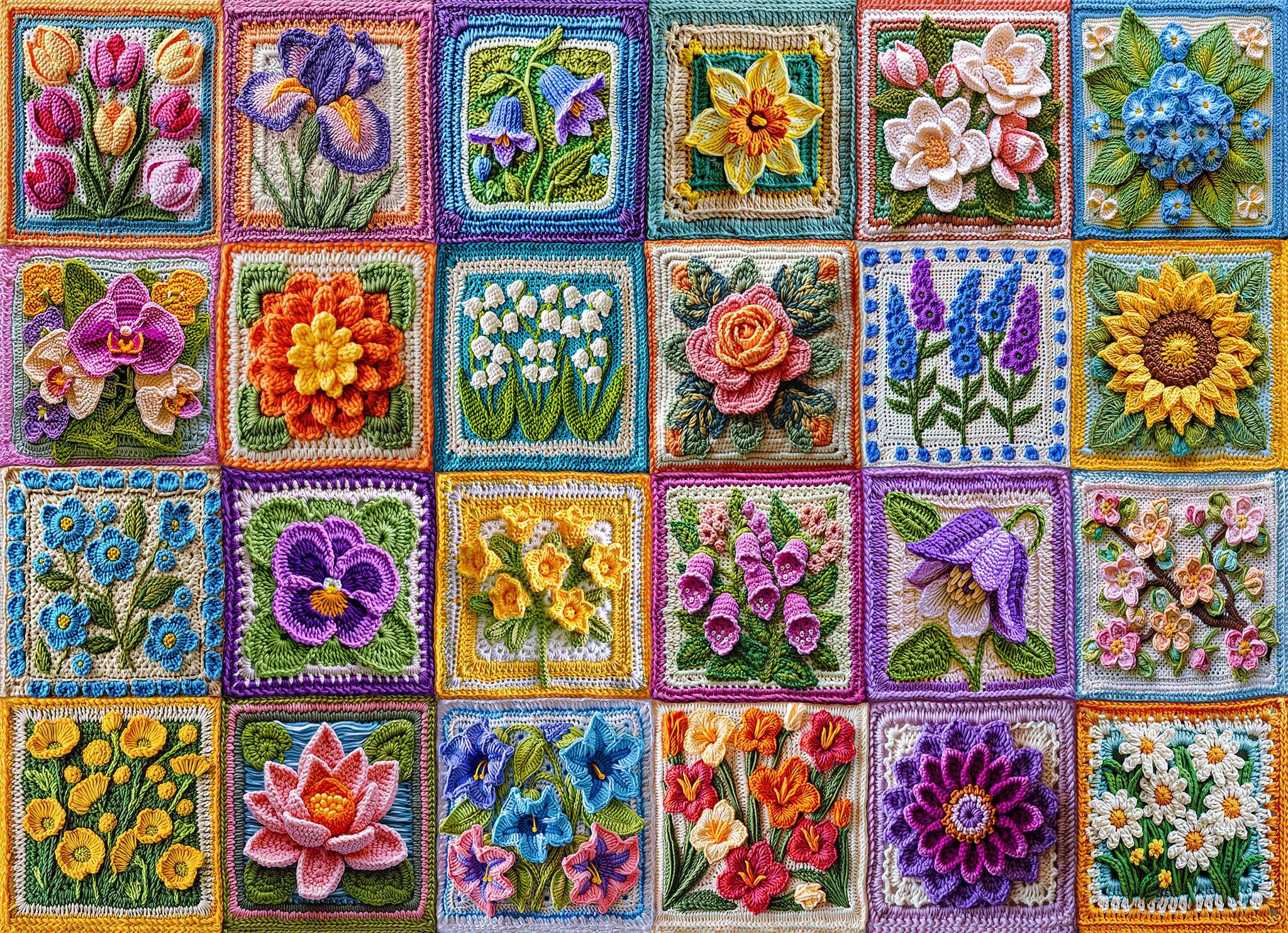 What do you think of this crochet flower collage puzzle?